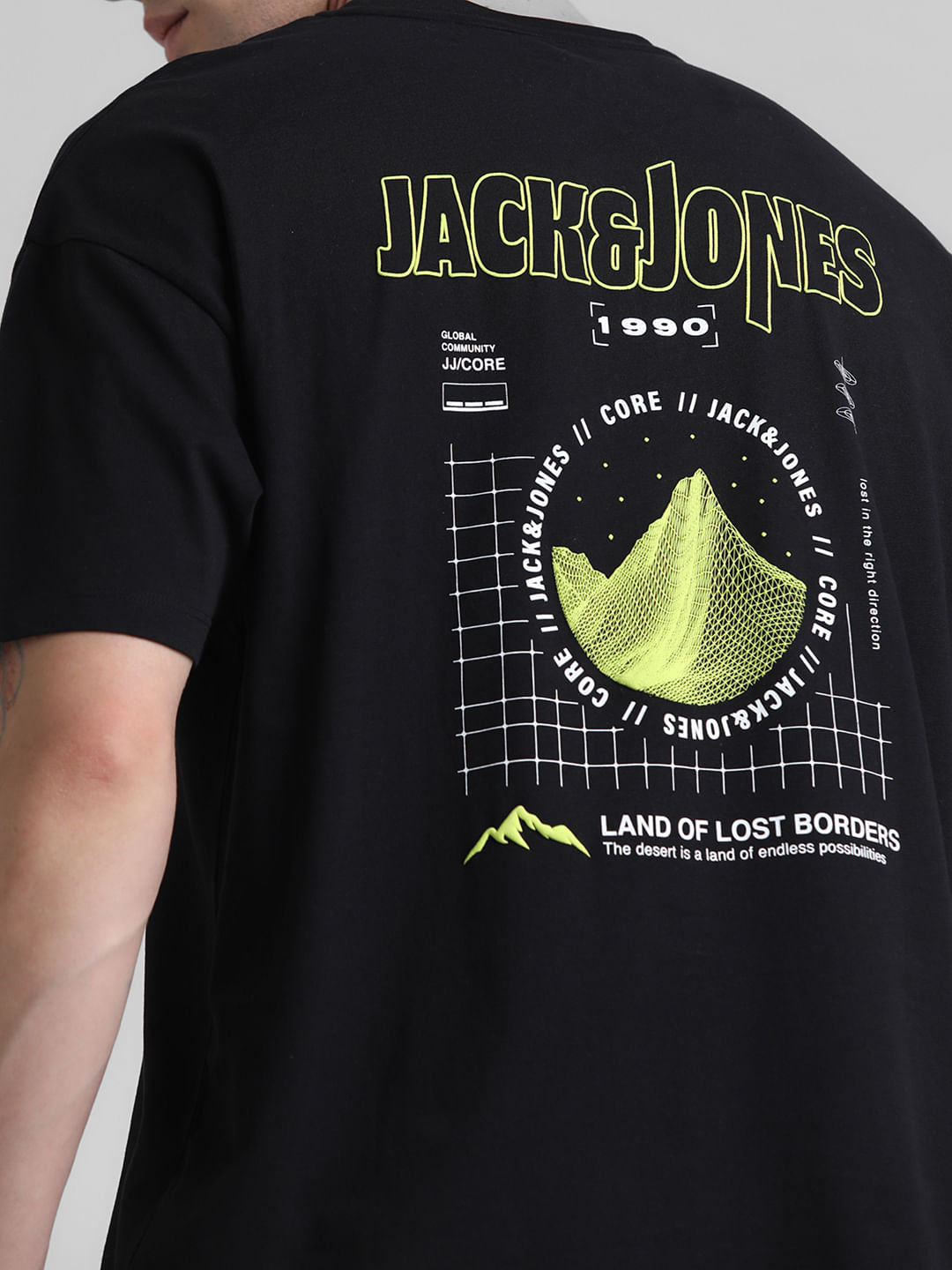 Black Printed Oversized Crew Neck T-shirt