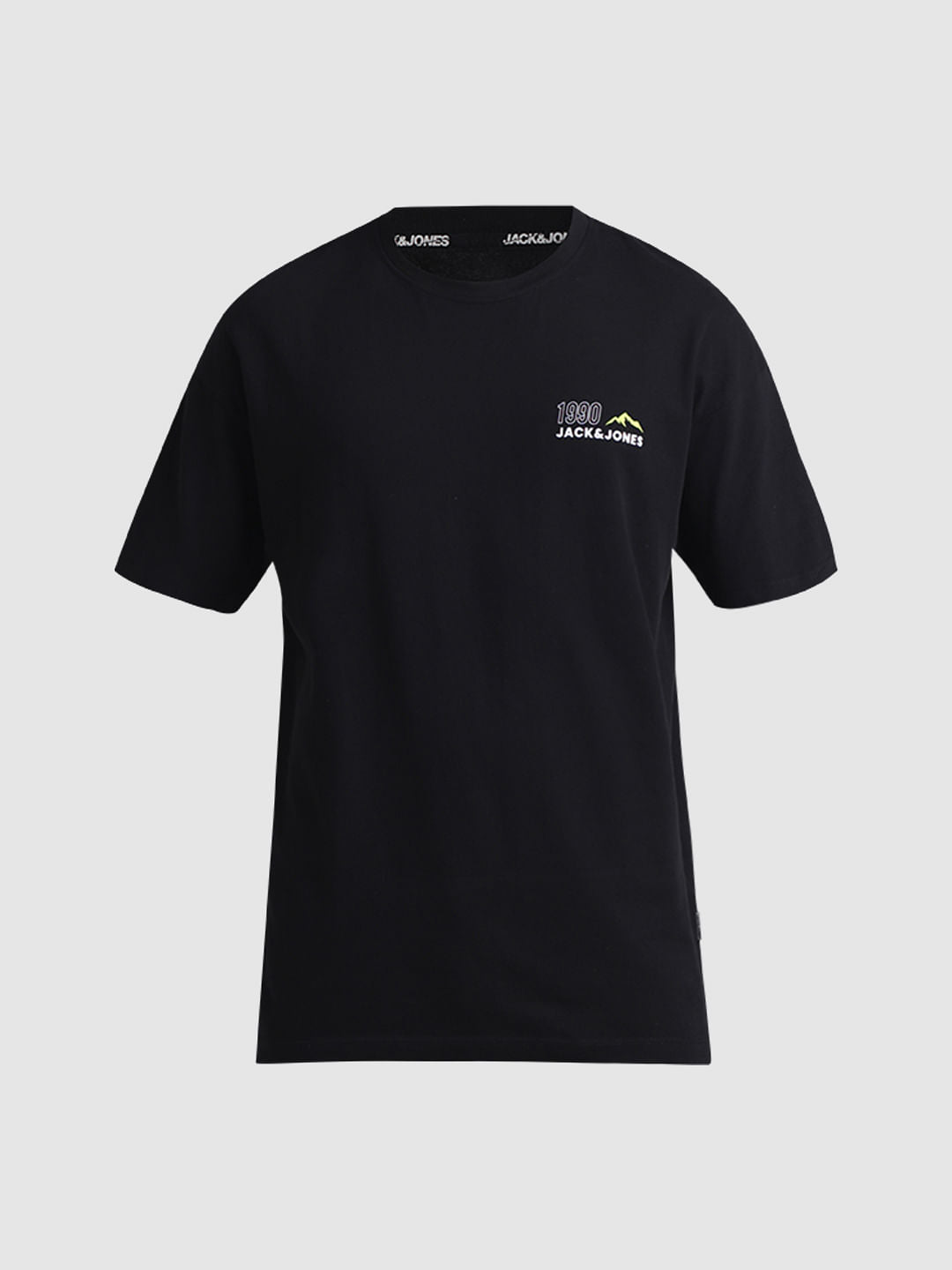 Black Printed Oversized Crew Neck T-shirt