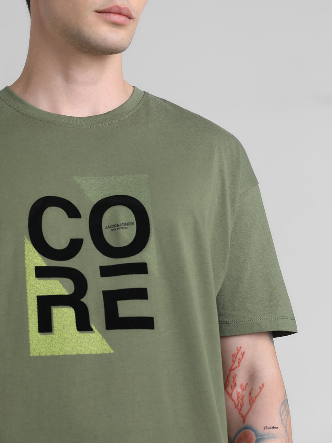 Green Printed Oversized Crew Neck T-shirt