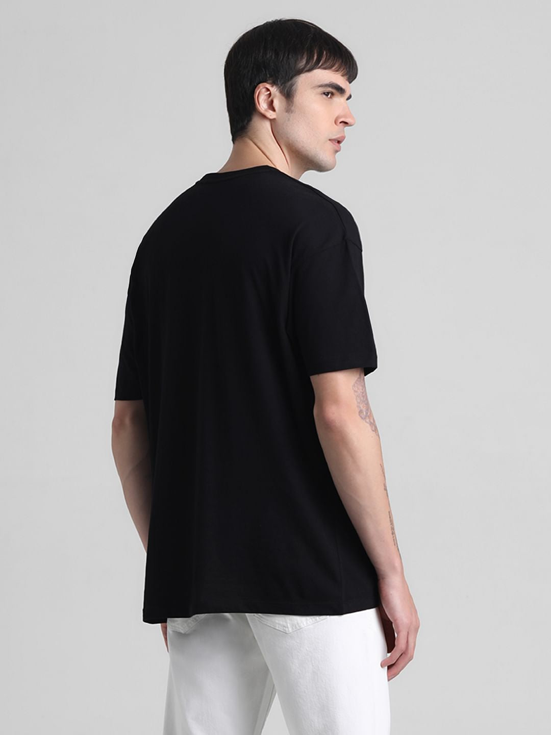 Black Doggo Print Oversized T-shirt