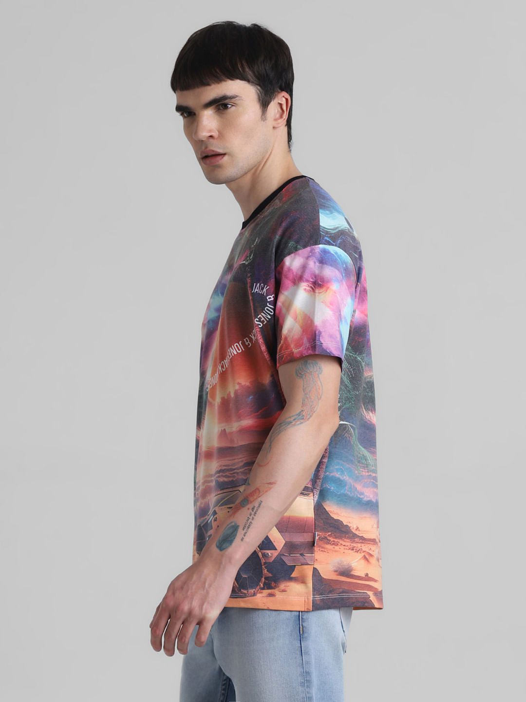 Multi-Colour Printed Oversized T-shirt