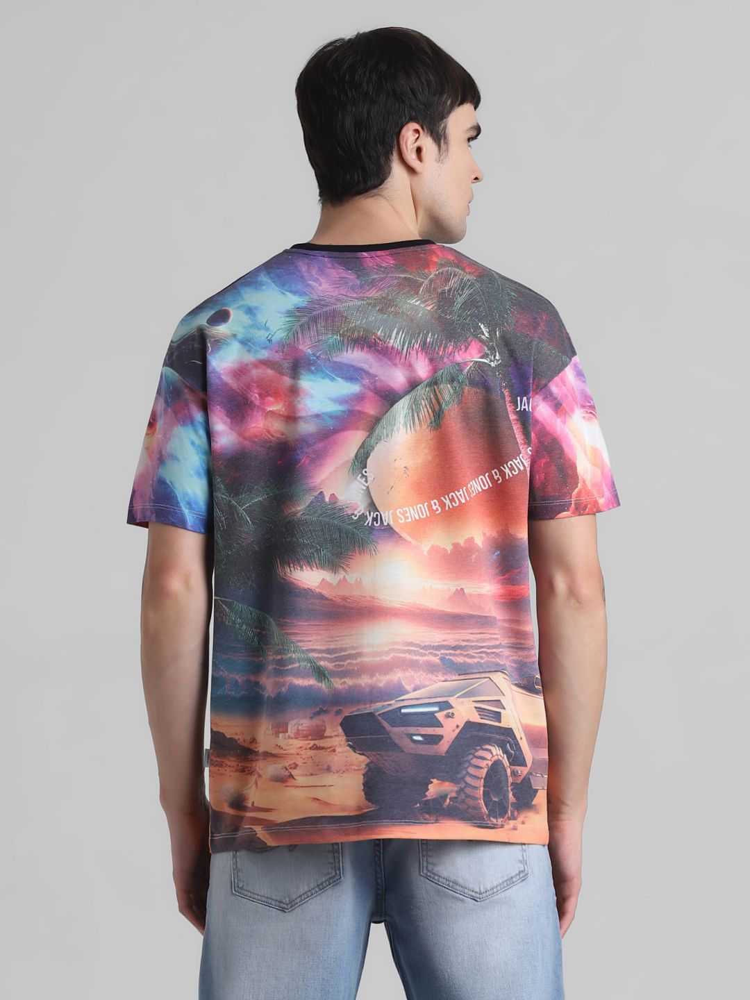 Multi-Colour Printed Oversized T-shirt