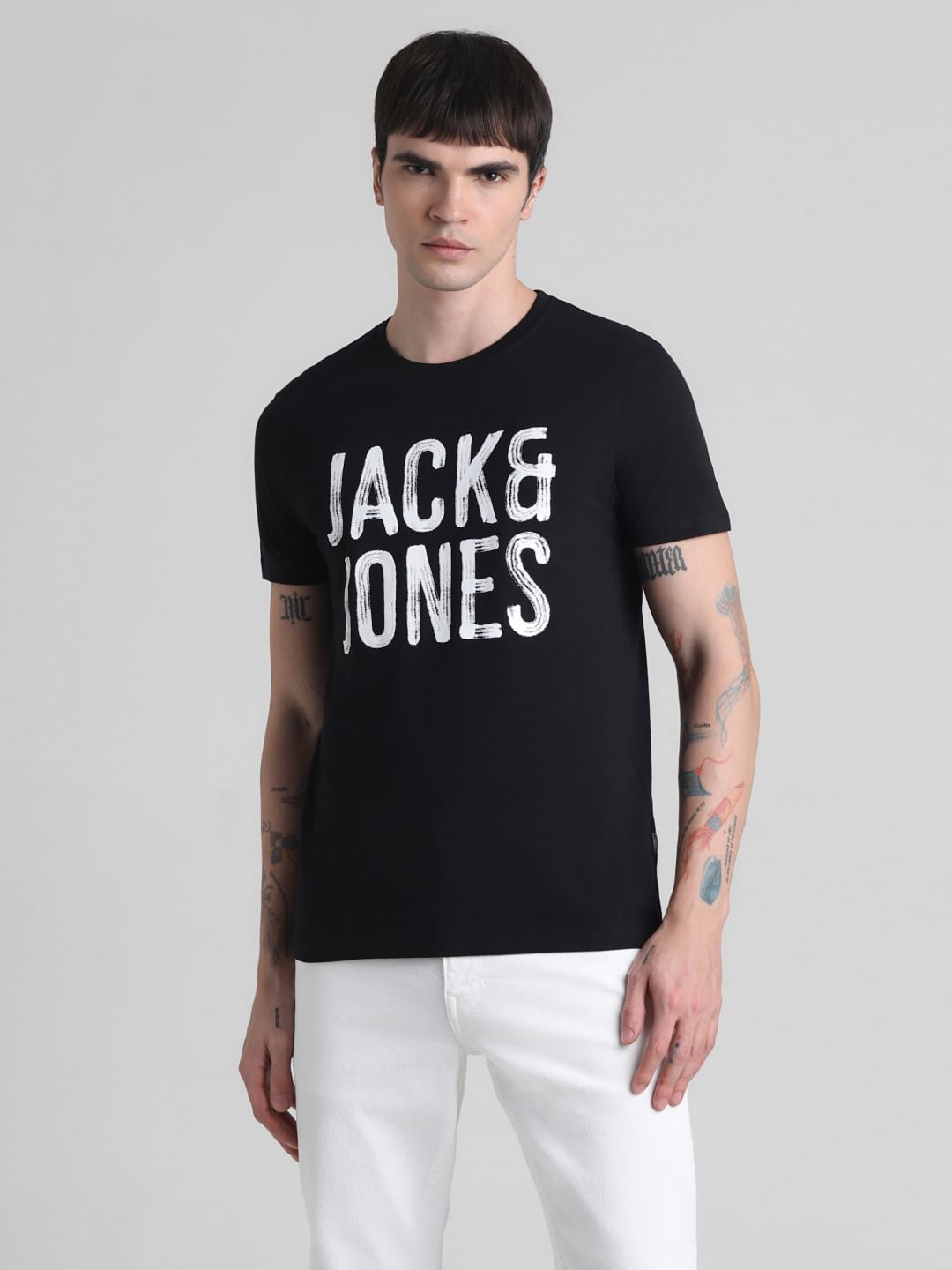 Black Logo Print Crew Neck T-shirt