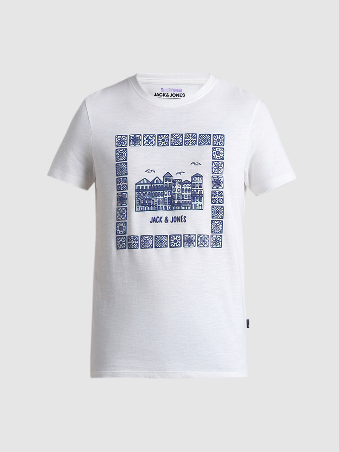 White Printed Crew Neck T-shirt