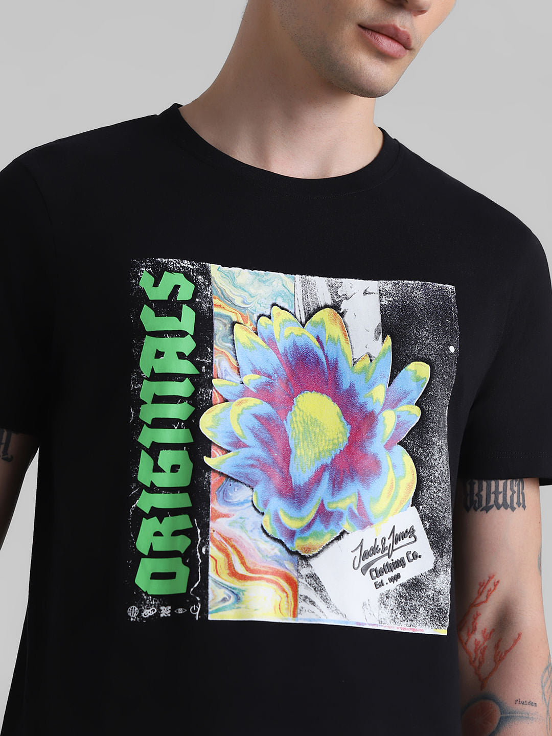 Black Tropadelic Print T-shirt