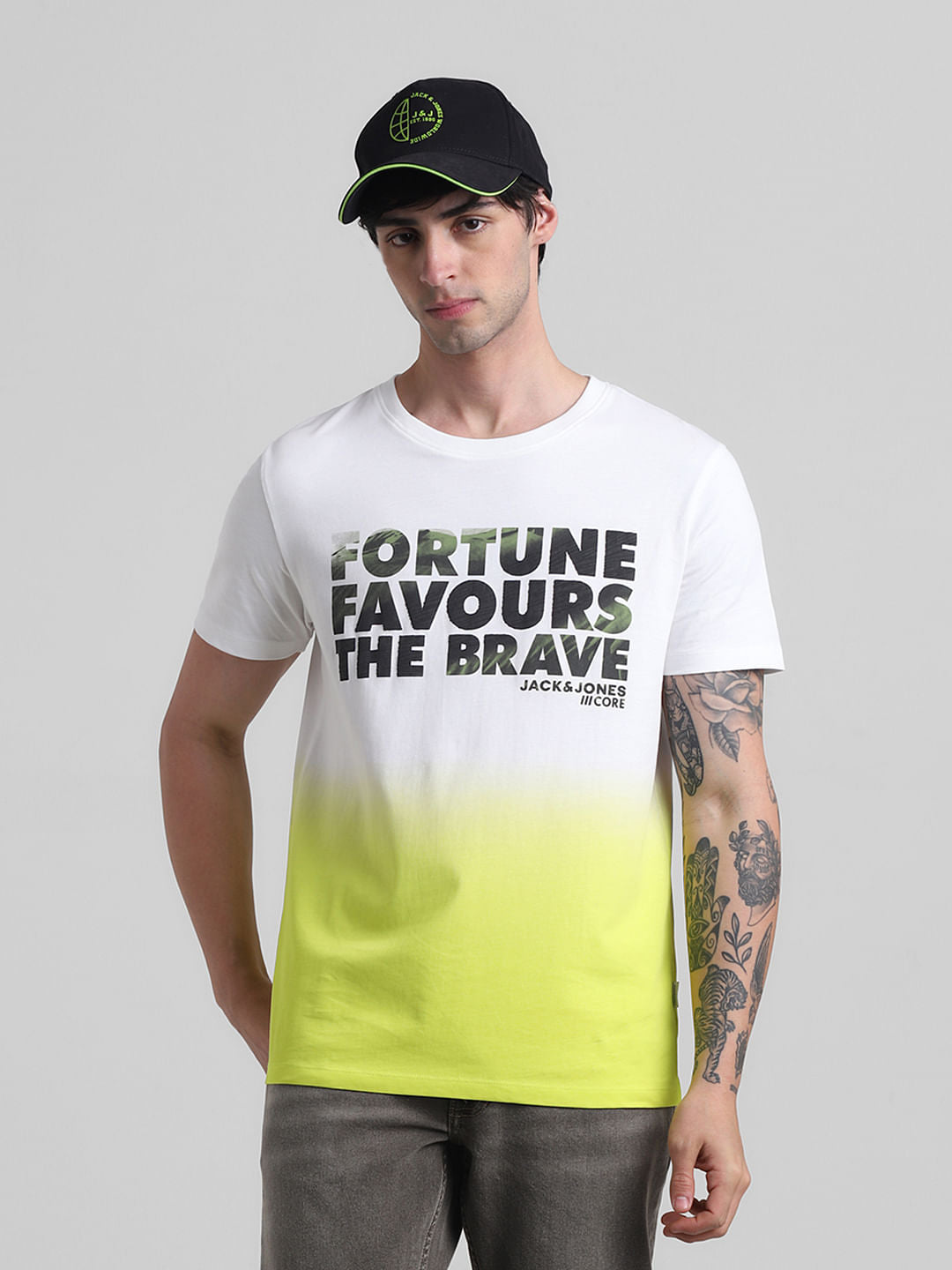 Green Slogan Print T-shirt - S