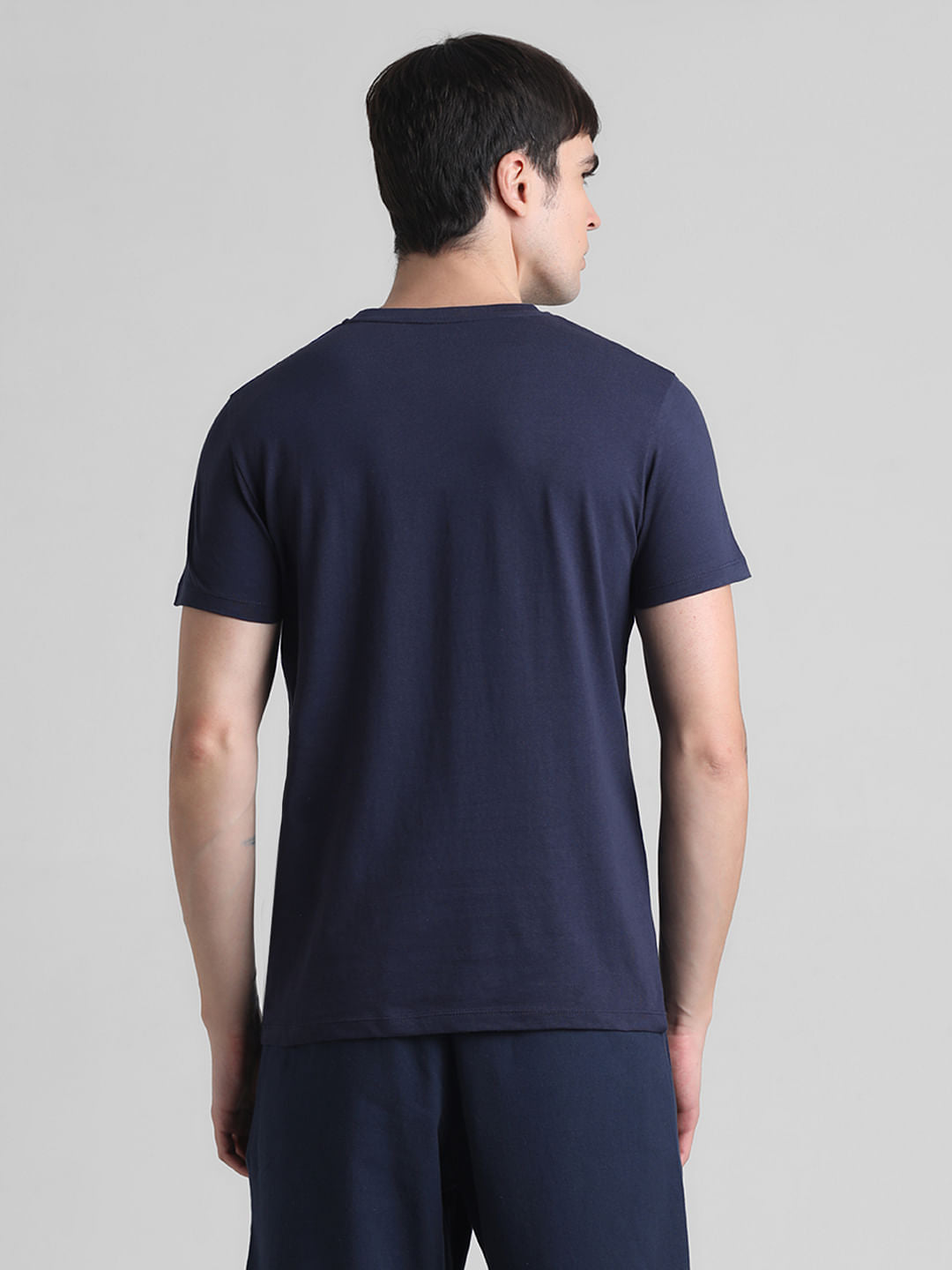 Blue Printed Crew Neck T-shirt
