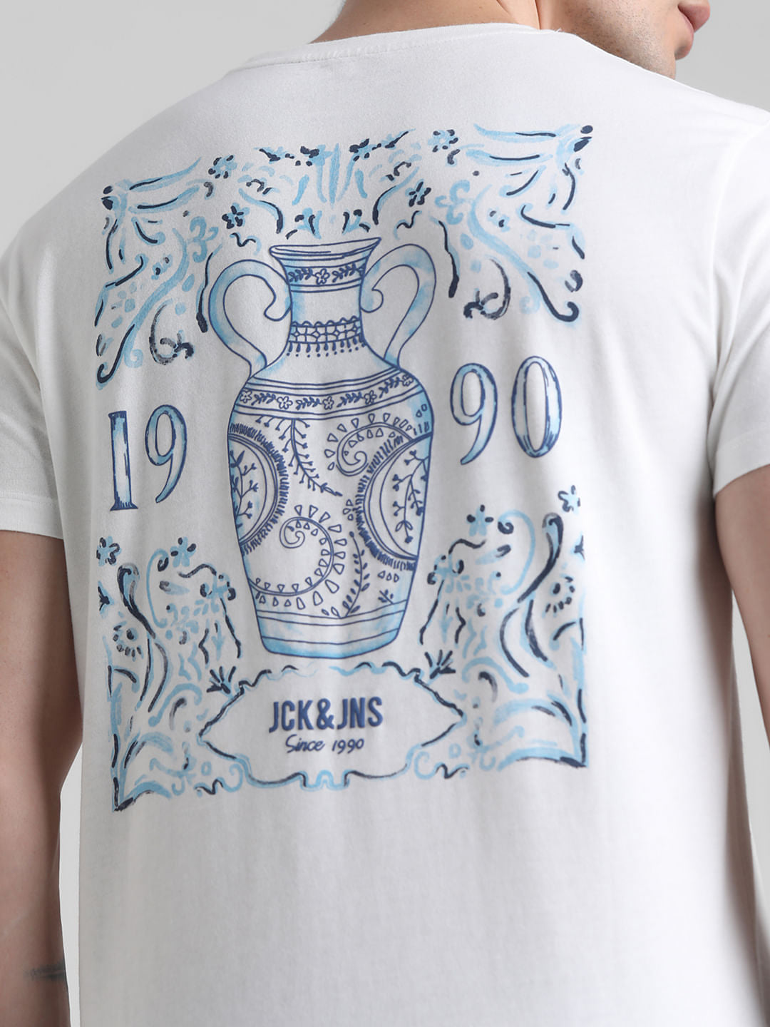 White Printed Crew Neck T-shirt