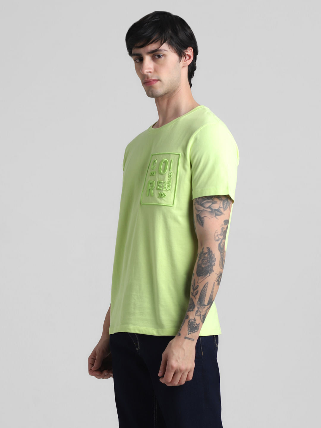Green Applique Print Crew Neck T-shirt