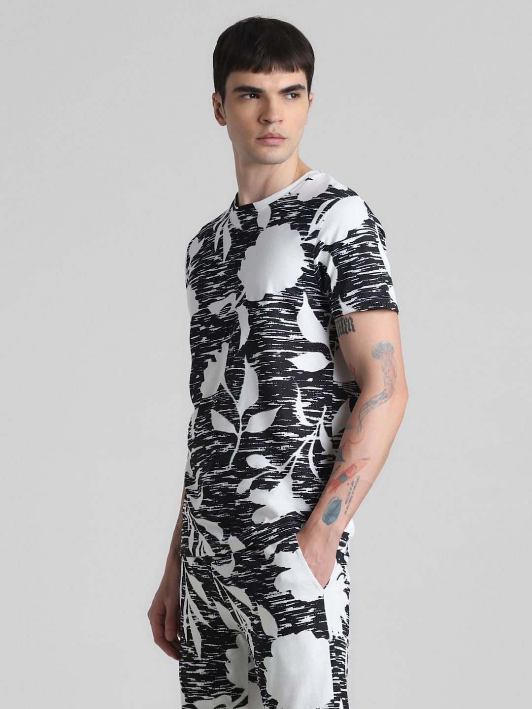 White Printed Co-ord Set T-shirt