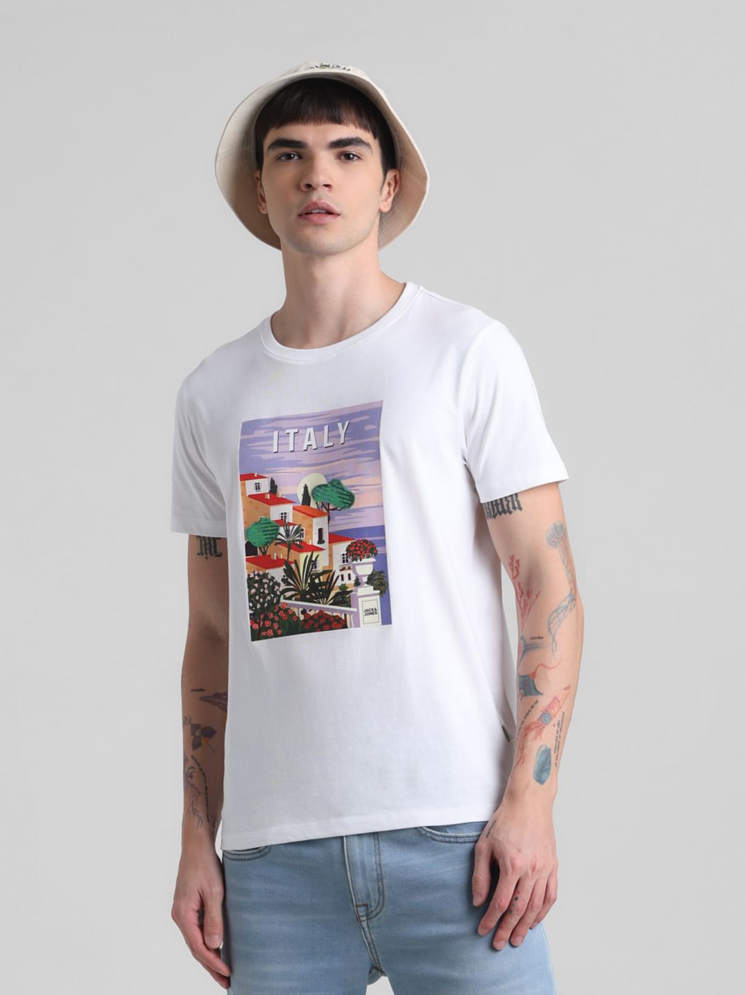 White Italy Print T-shirt - S
