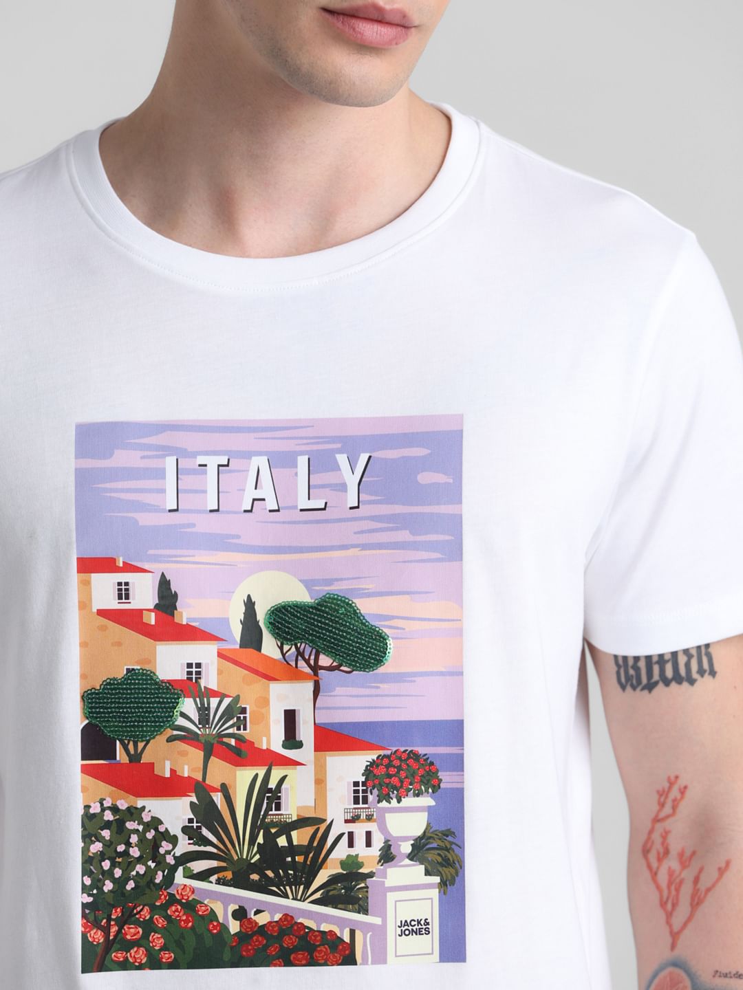 White Italy Print T-shirt