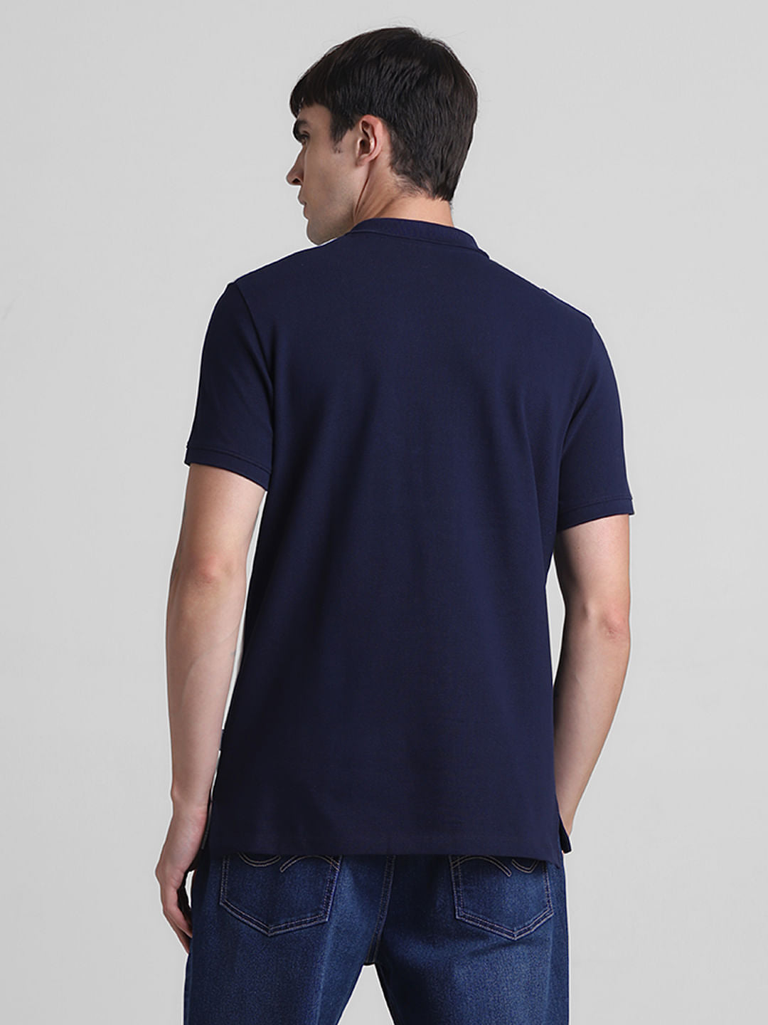 Blue Colourblocked Polo T-shirt
