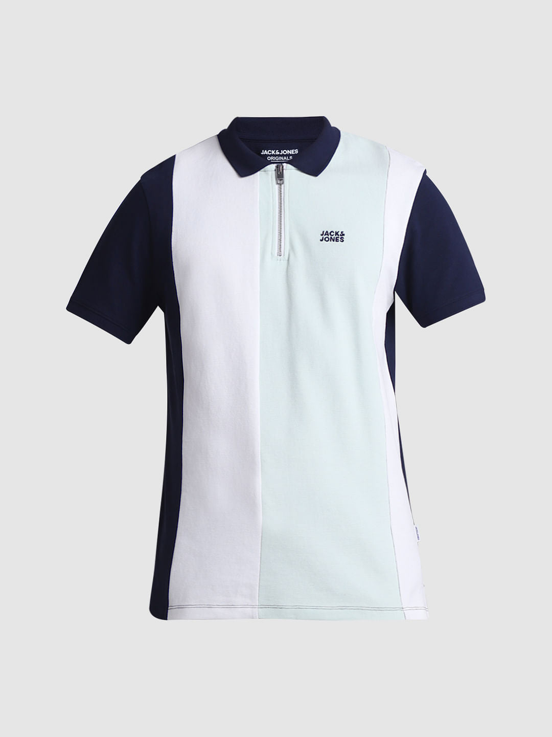 Blue Colourblocked Polo T-shirt