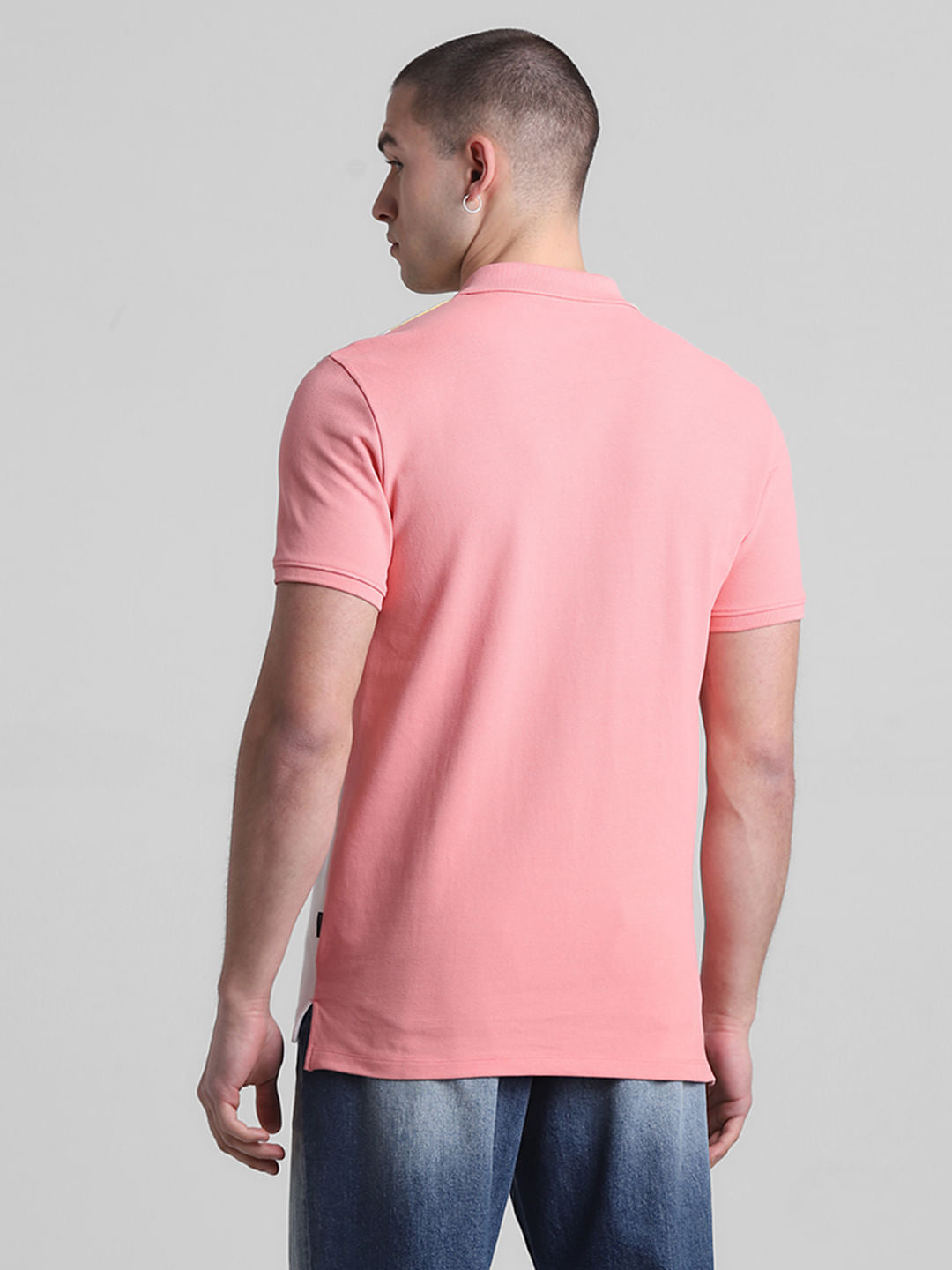 Pink Colourblocked Polo T-shirt