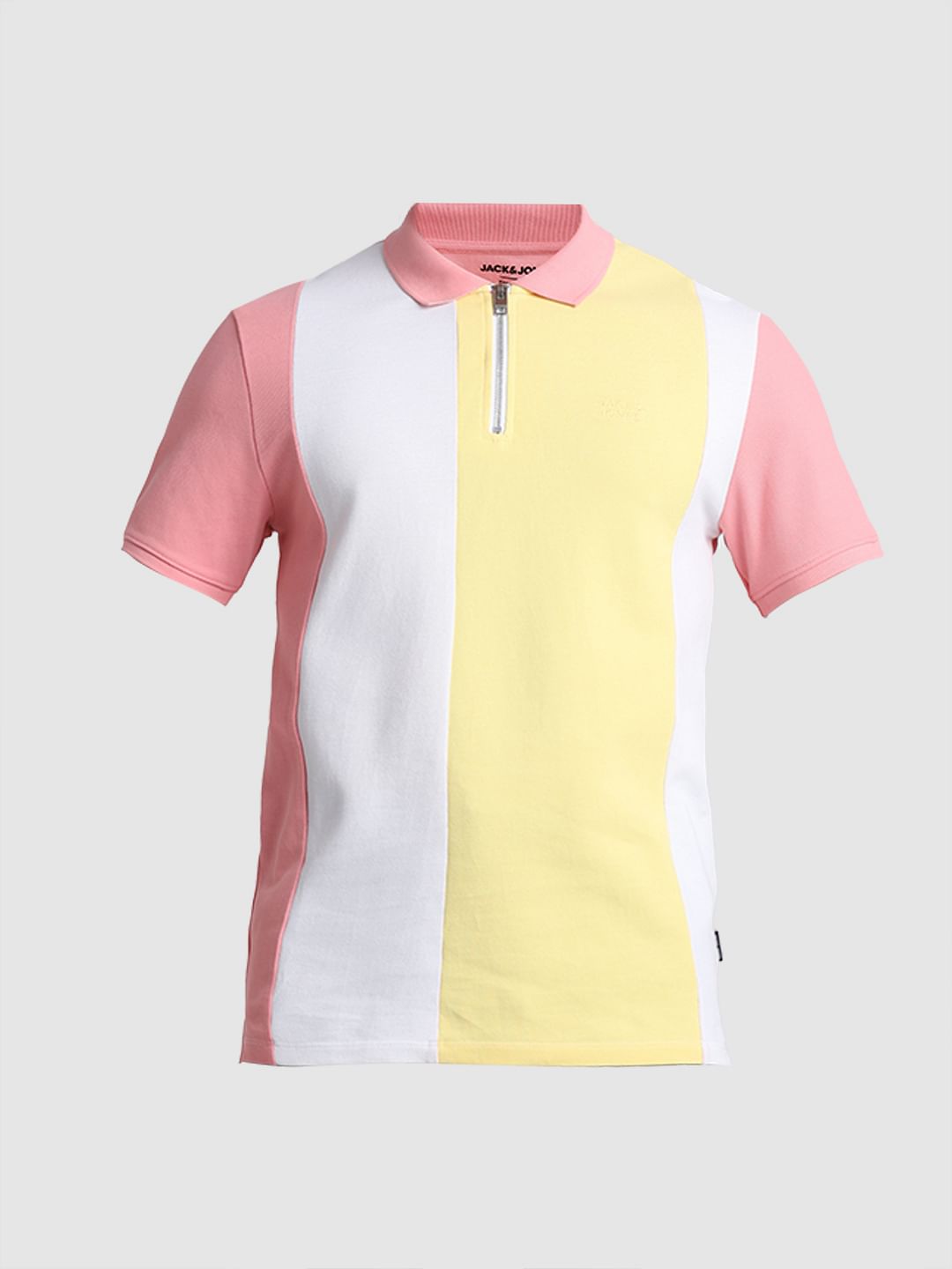 Pink Colourblocked Polo T-shirt