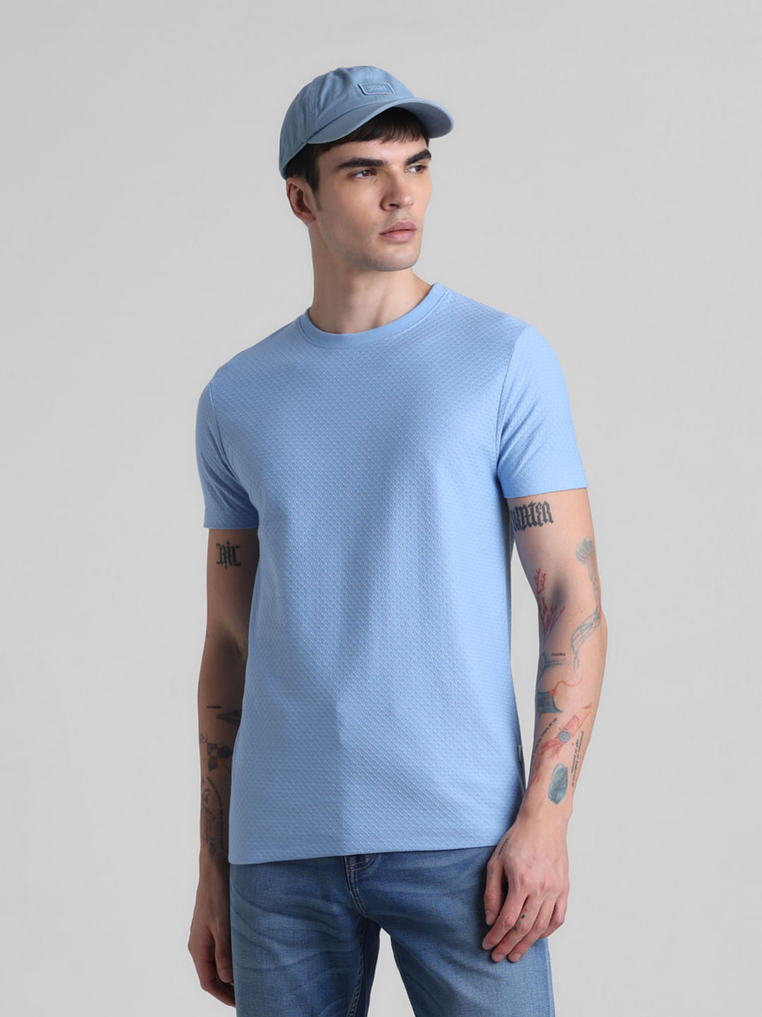 Blue Crew Neck T-shirt - S