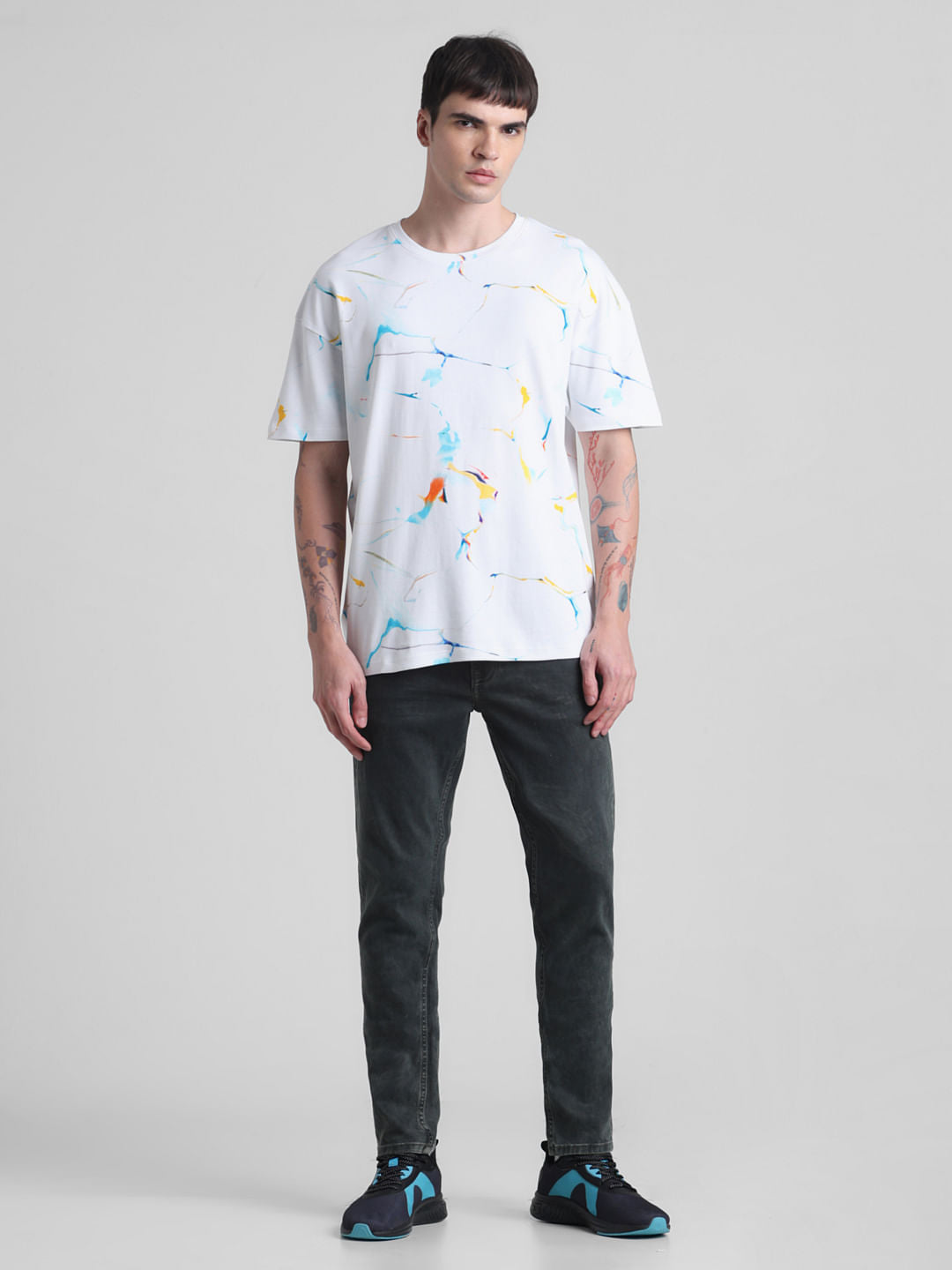 White Smudge Paint Oversized T-shirt