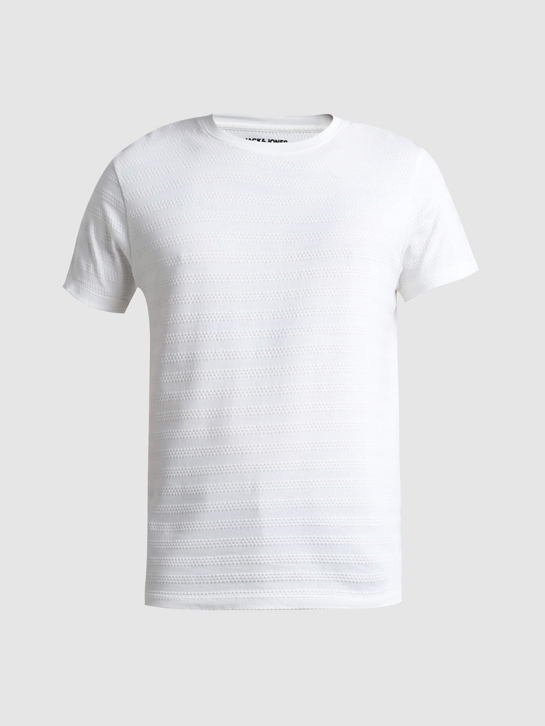 White Jacquard Crew Neck T-shirt