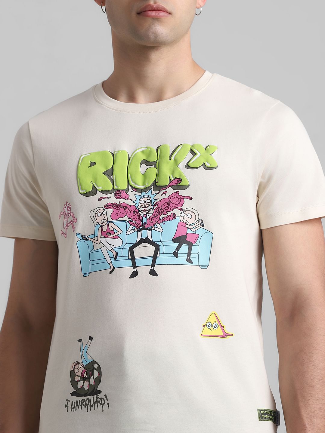 RICK & MORTY Cream Graphic Print T-shirt
