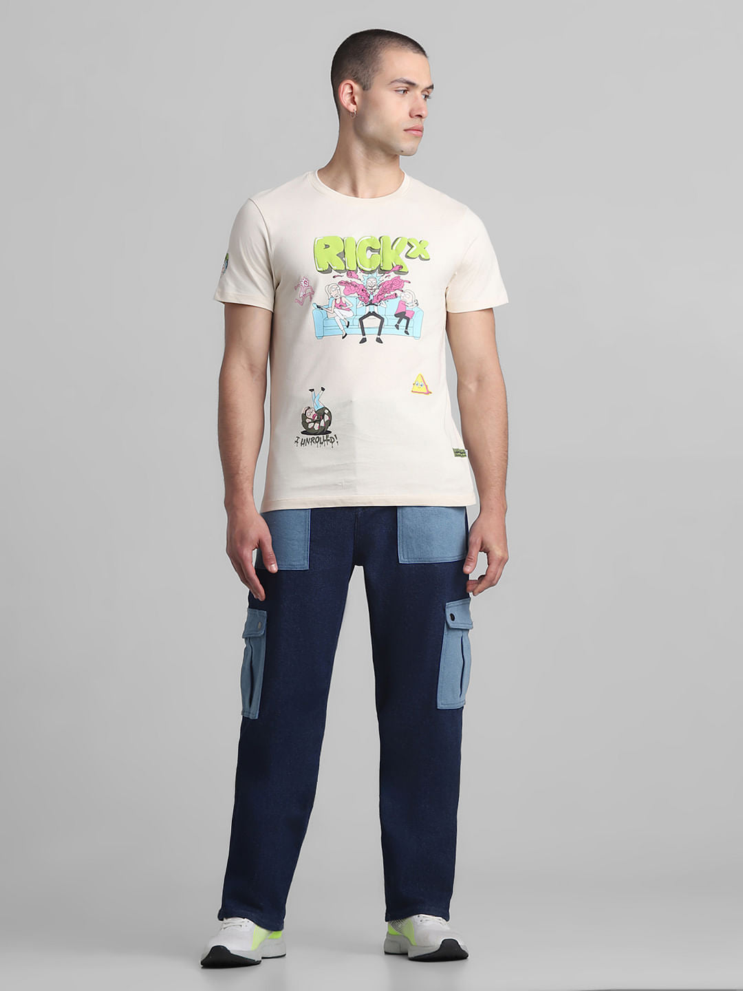 RICK & MORTY Cream Graphic Print T-shirt