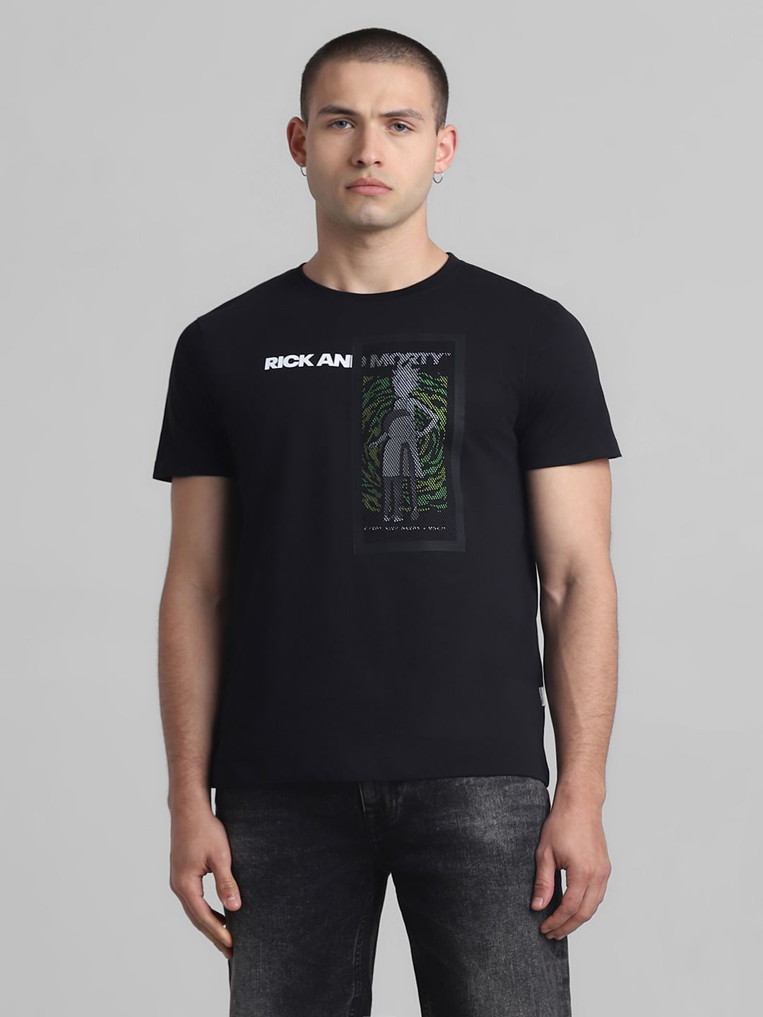 RICK & MORTY Black Graphic Print T-shirt