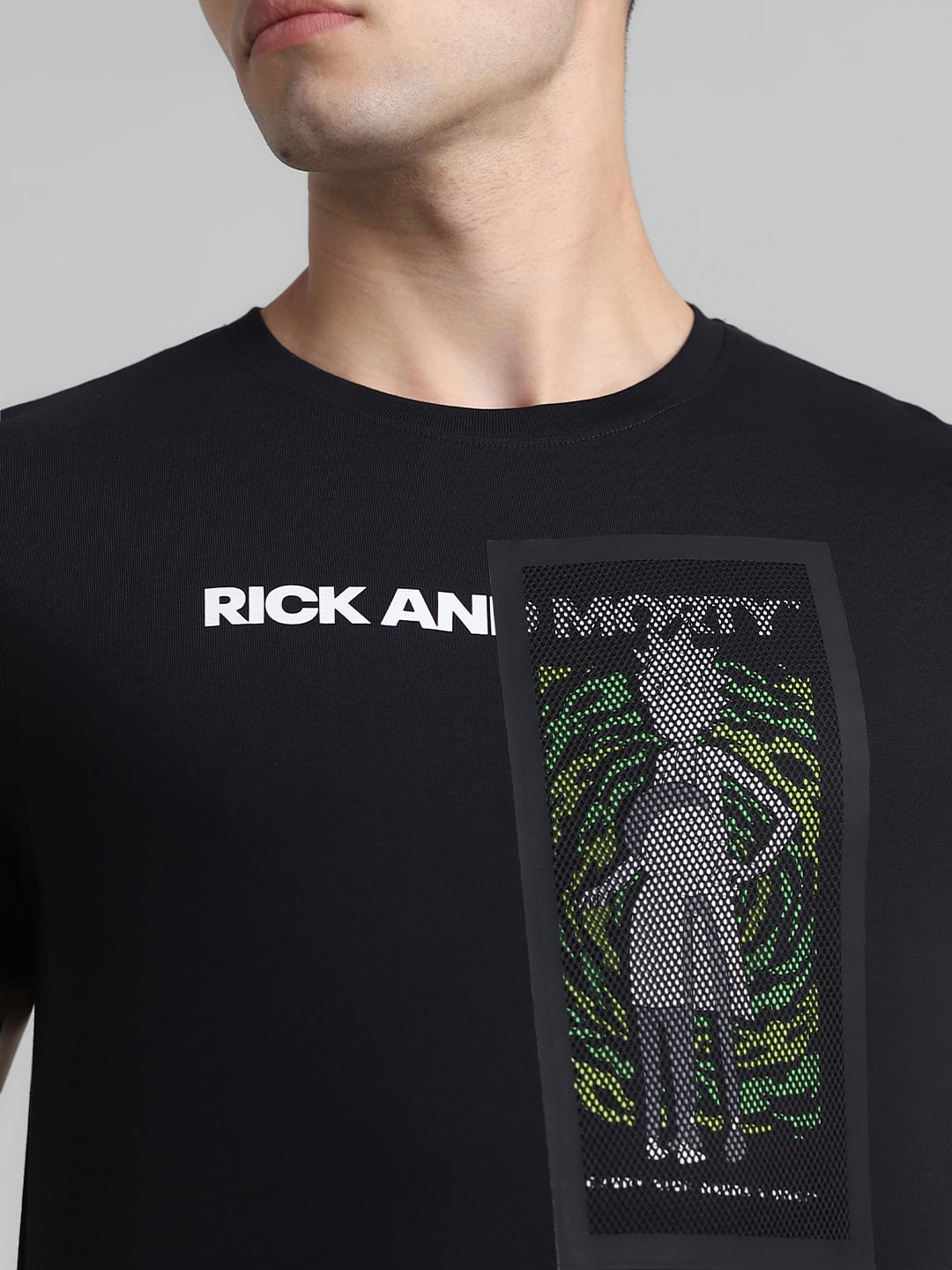 RICK & MORTY Black Graphic Print T-shirt