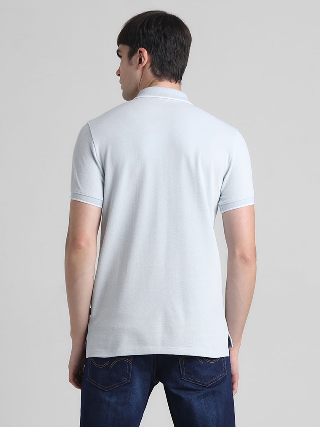 Light Blue Zip Detail Polo T-shirt