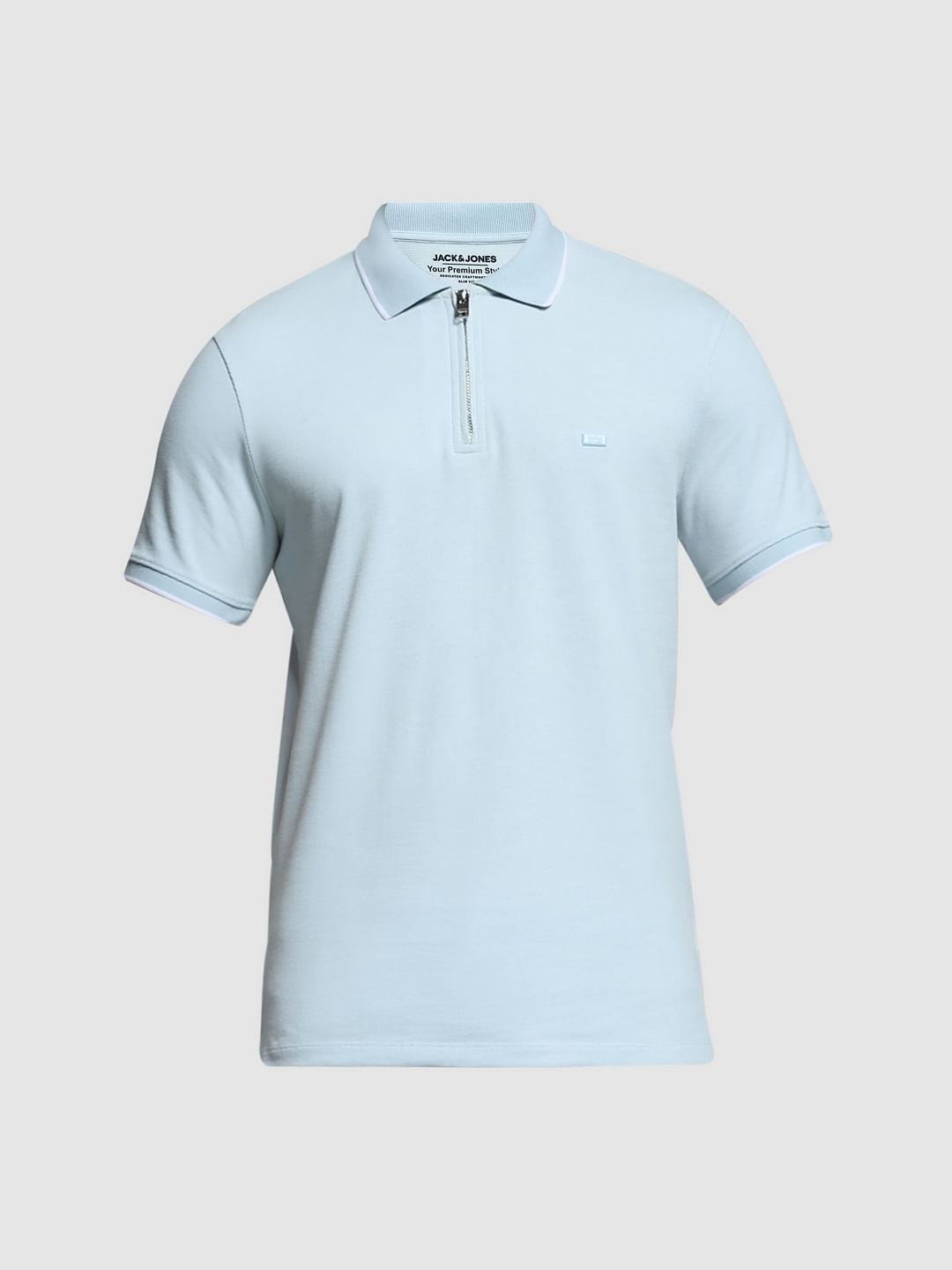 Light Blue Zip Detail Polo