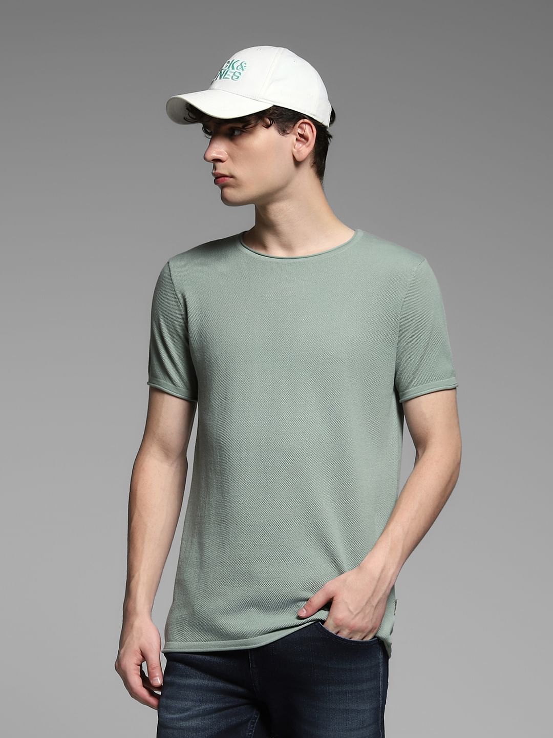 Green Knitted Crew Neck Pullover - S