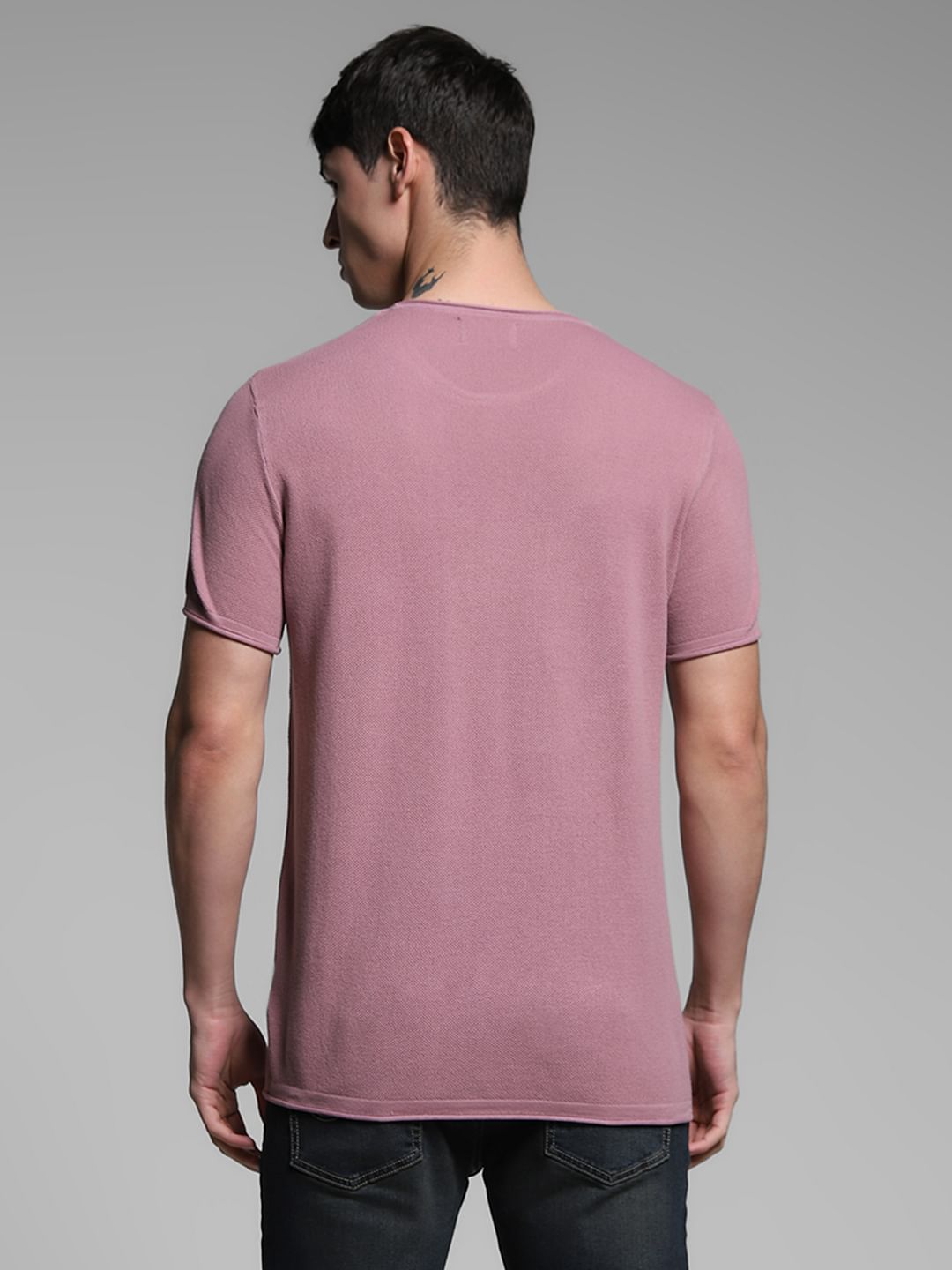 Purple Crew Neck Knitted T-shirt
