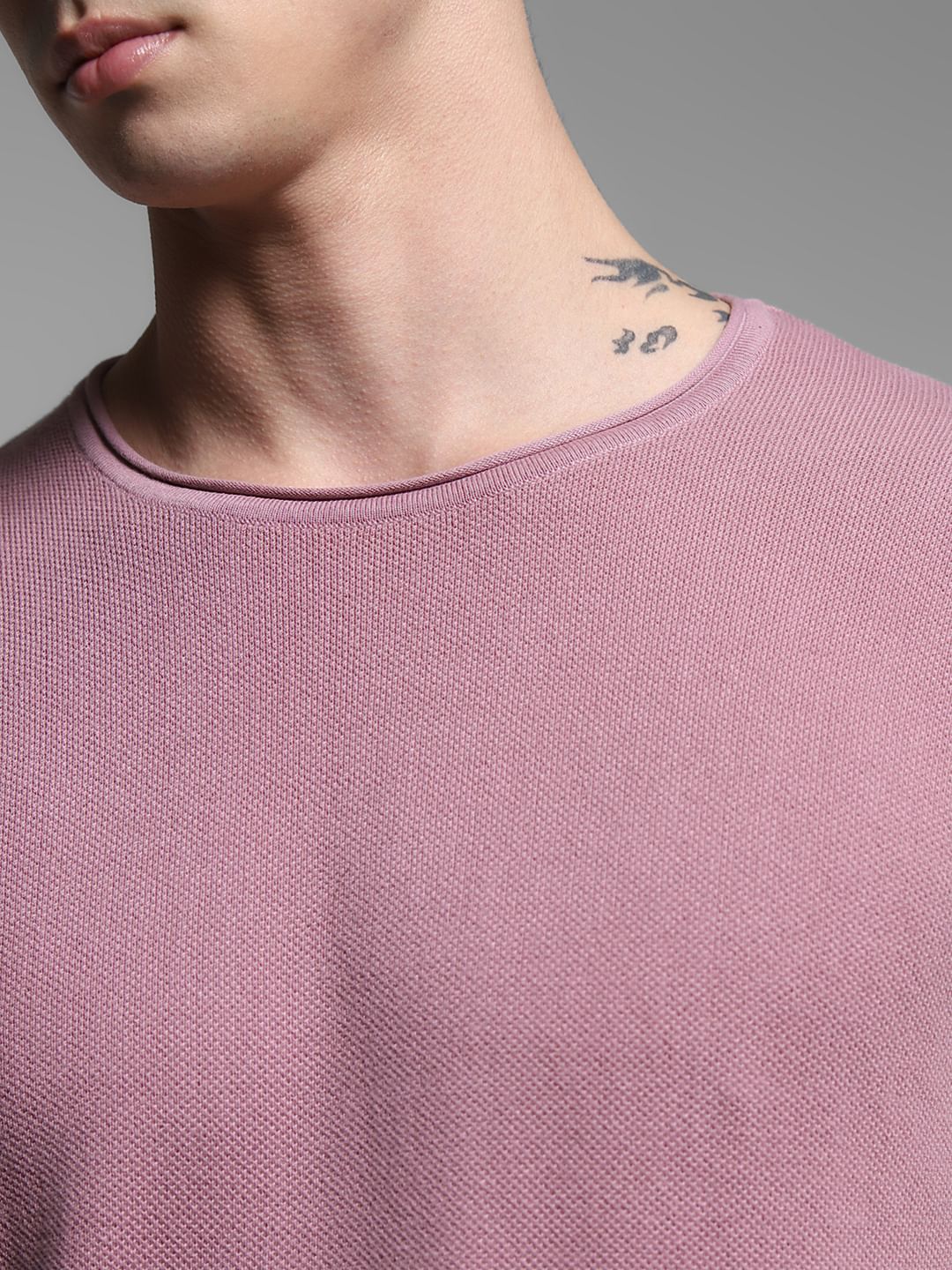 Purple Crew Neck Knitted T-shirt