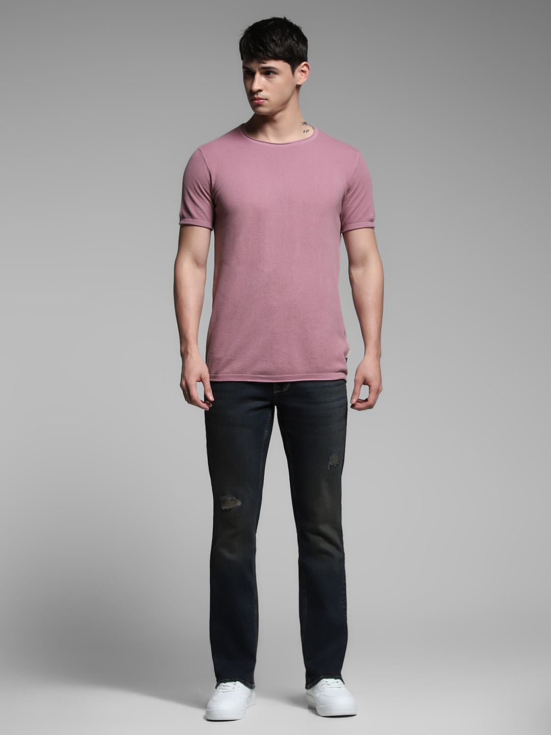 Purple Crew Neck Knitted T-shirt