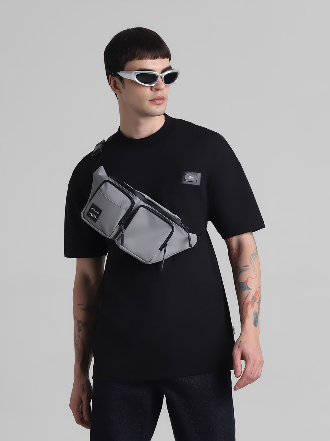 Black Oversized Crew Neck T-shirt - S