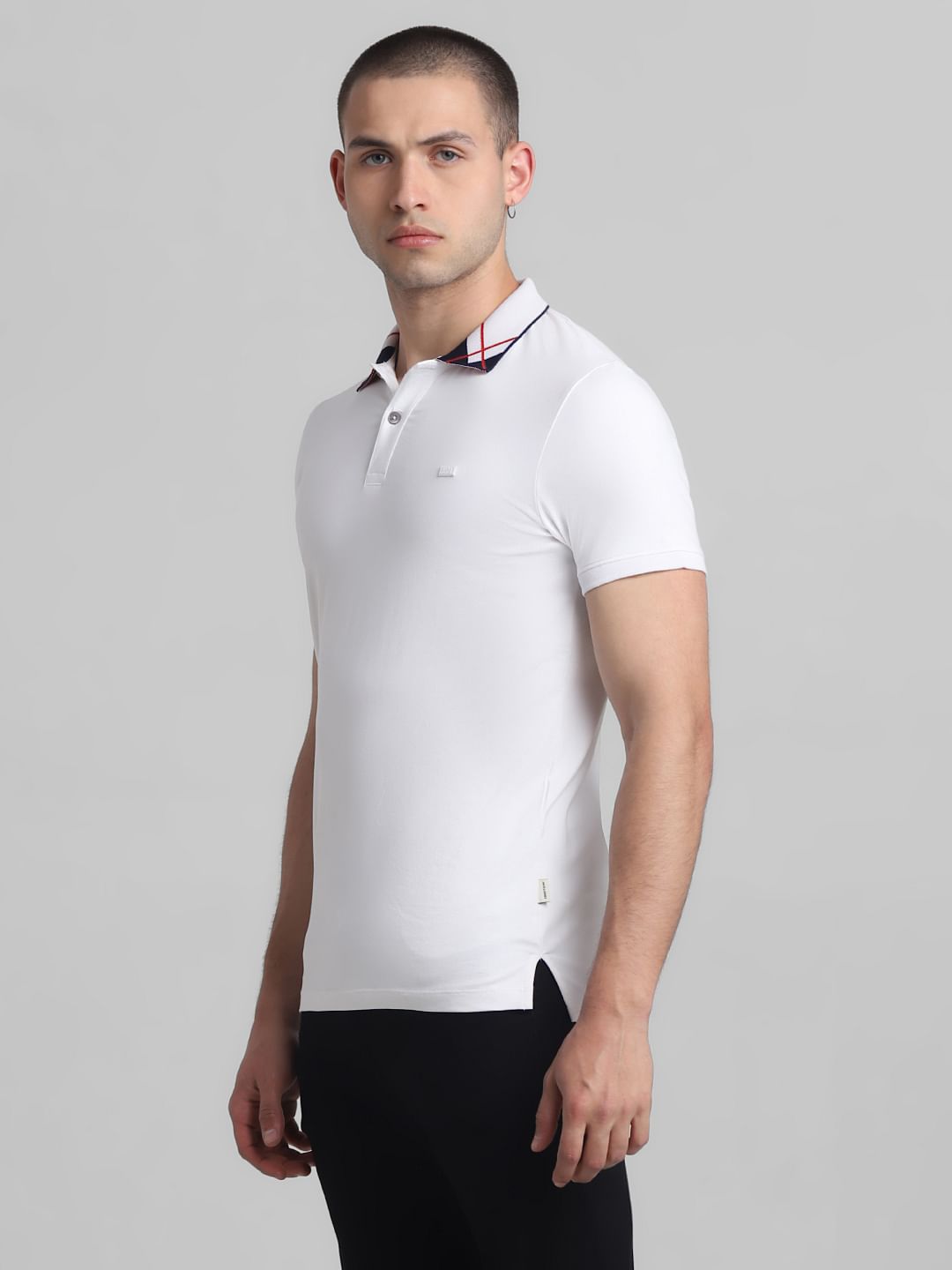White Jacquard Polo T-shirt