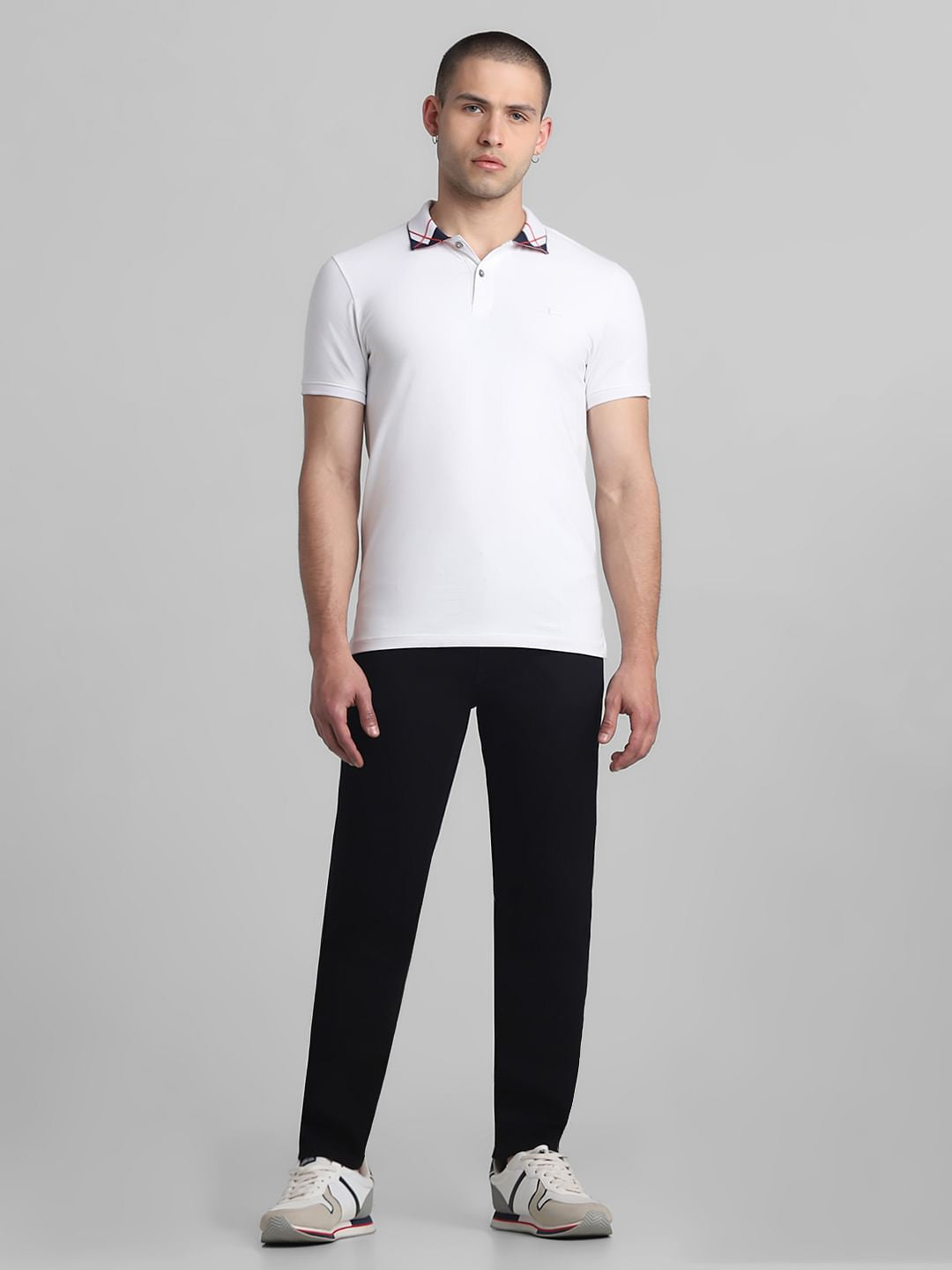 White Jacquard Polo T-shirt