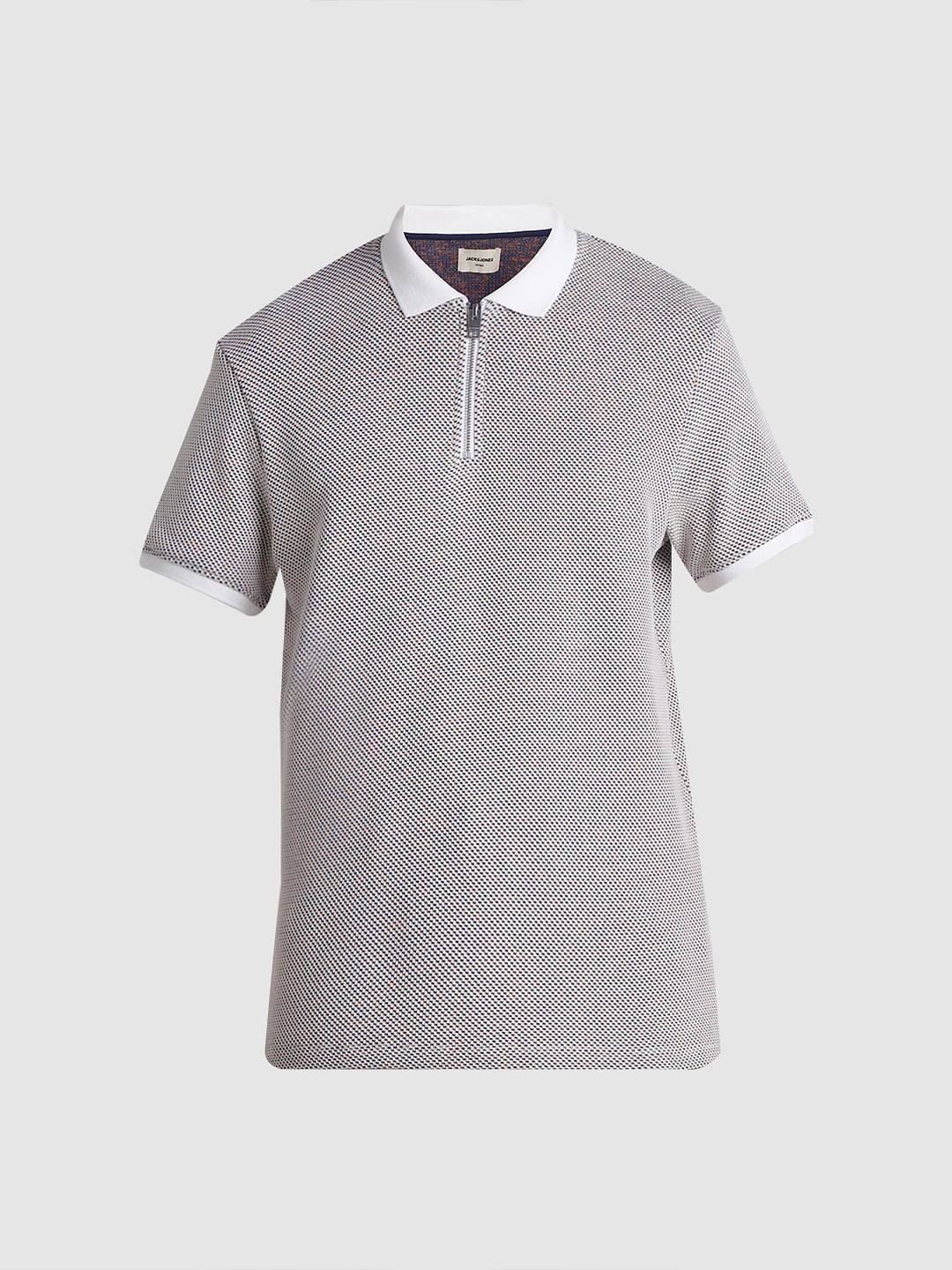 Brown Zip Detail Polo T-shirt