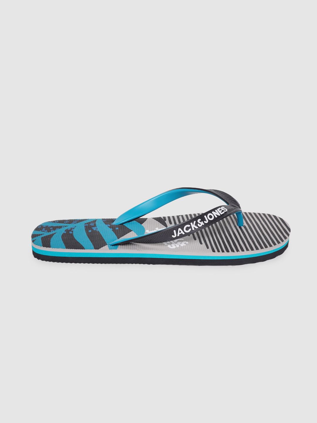 Grey & Blue Printed Flip Flops - 6