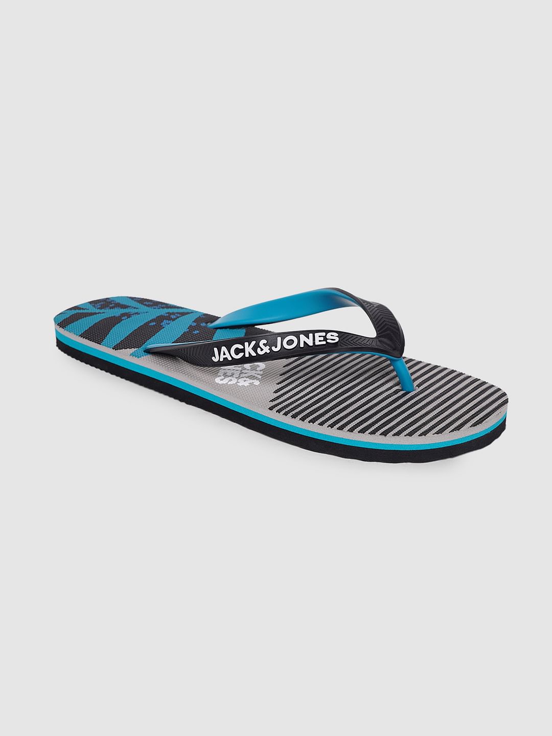 Grey & Blue Printed Flip Flops