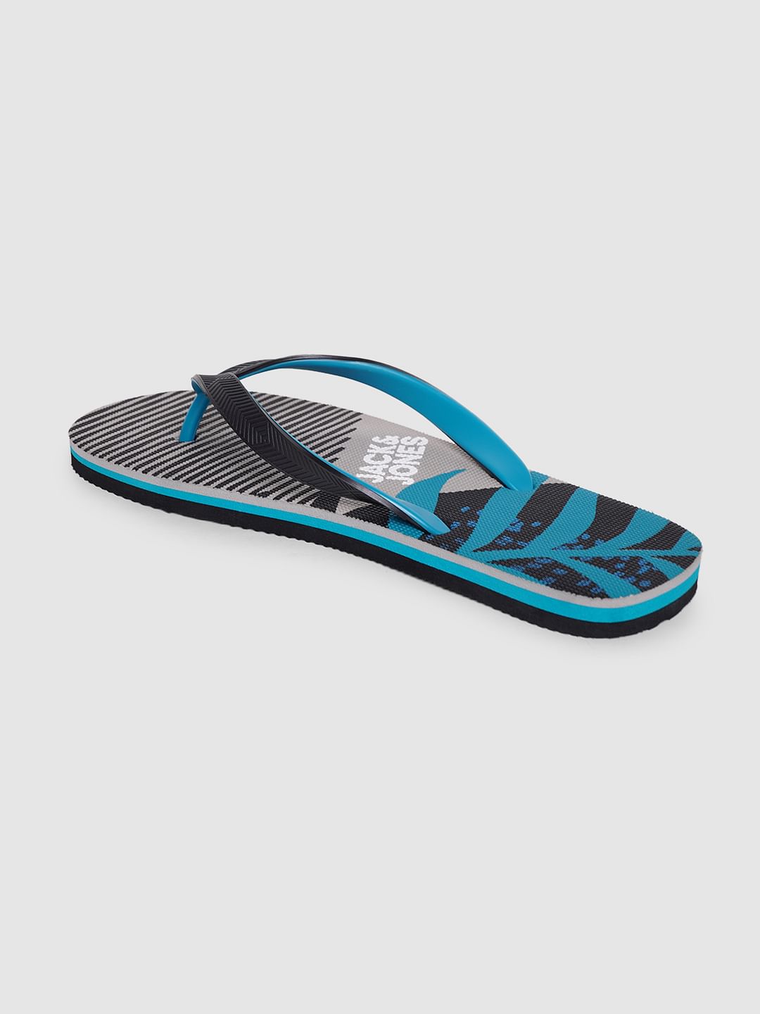 Grey & Blue Printed Flip Flops