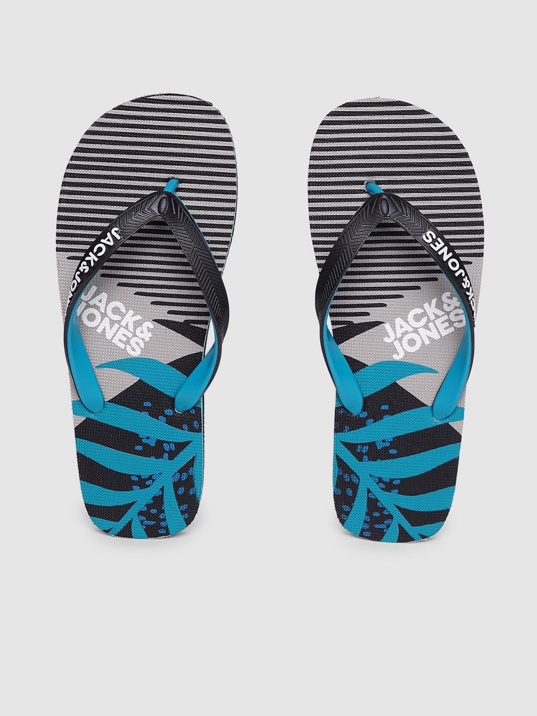 Grey & Blue Printed Flip Flops