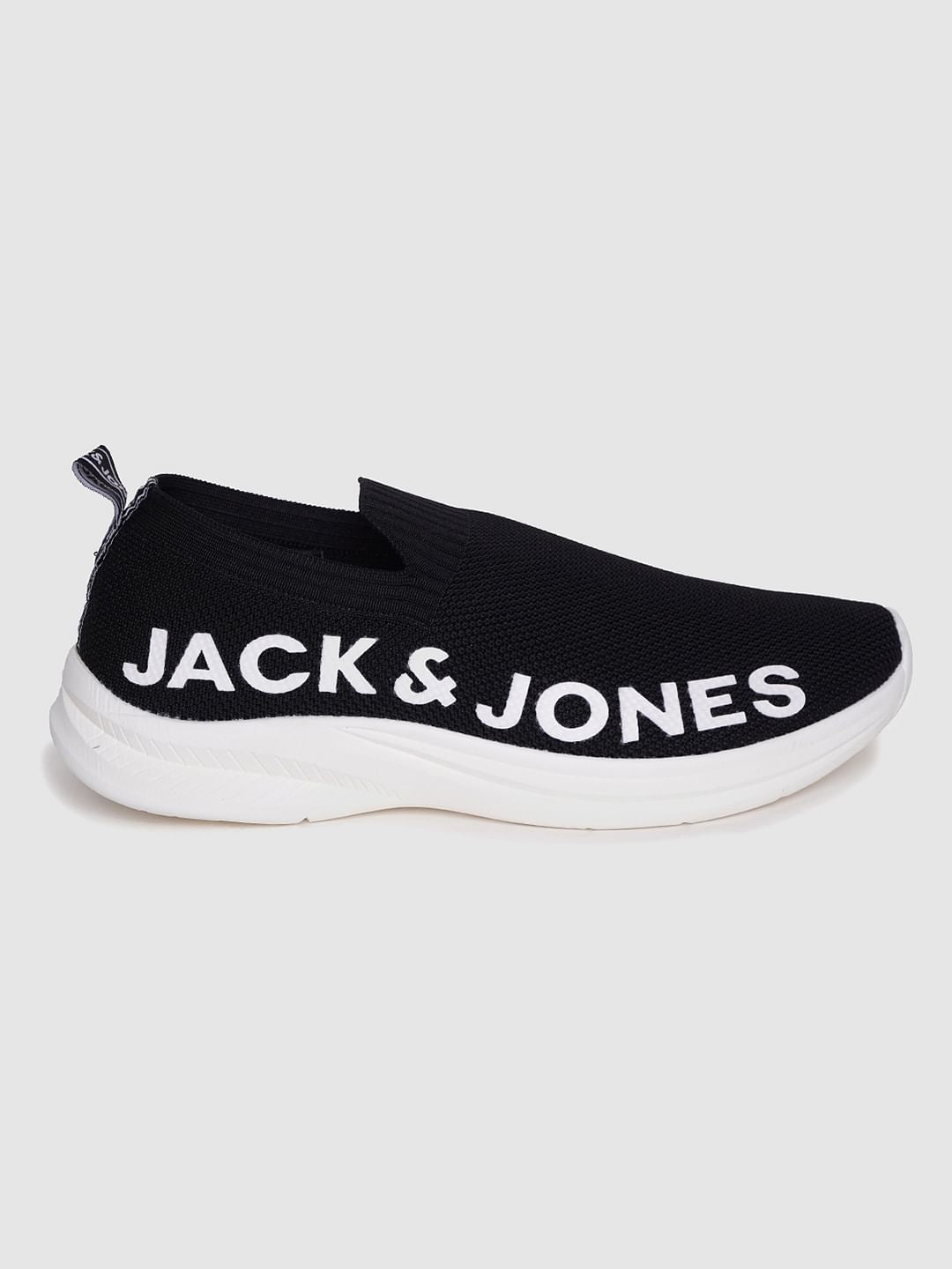 Black Logo Print Slip On Sneakers - 6