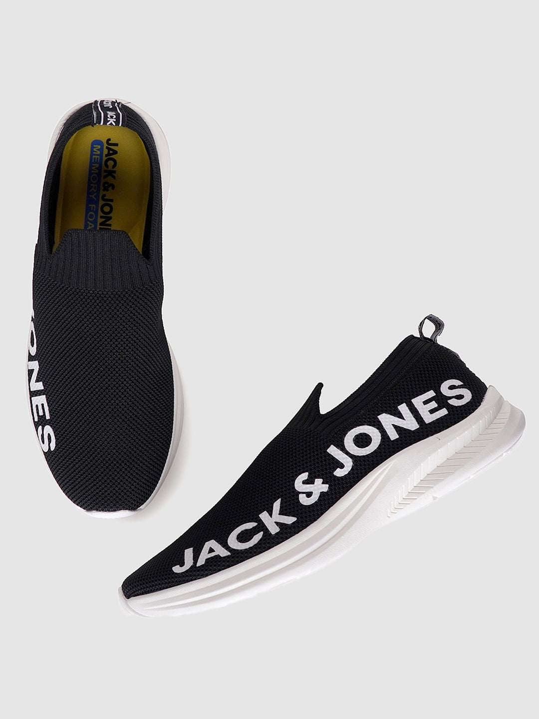 Black Logo Print Slip On Sneakers