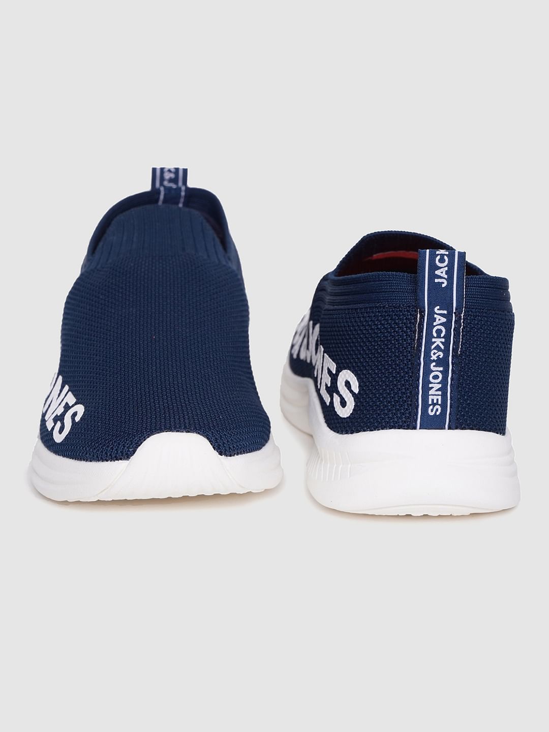Blue Logo Print Slip On Sneakers