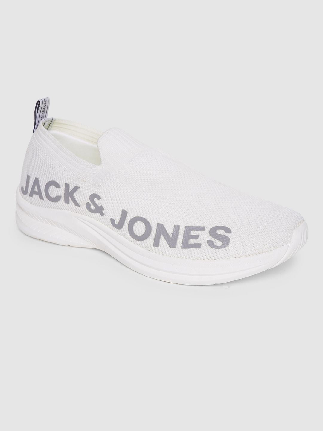 White Logo Print Slip On Sneakers - 6