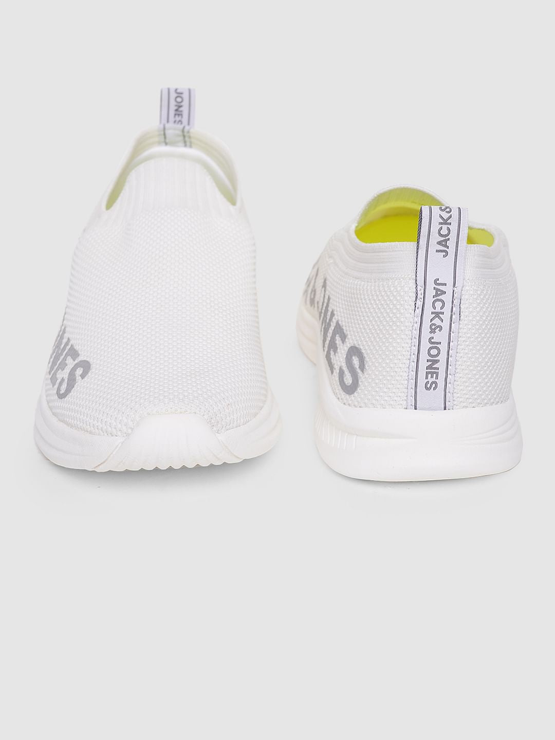 White Logo Print Slip On Sneakers