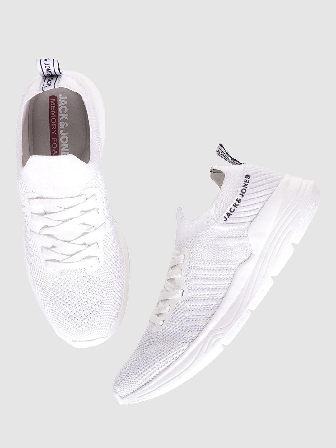 White Logo Print Lace Up Sneakers