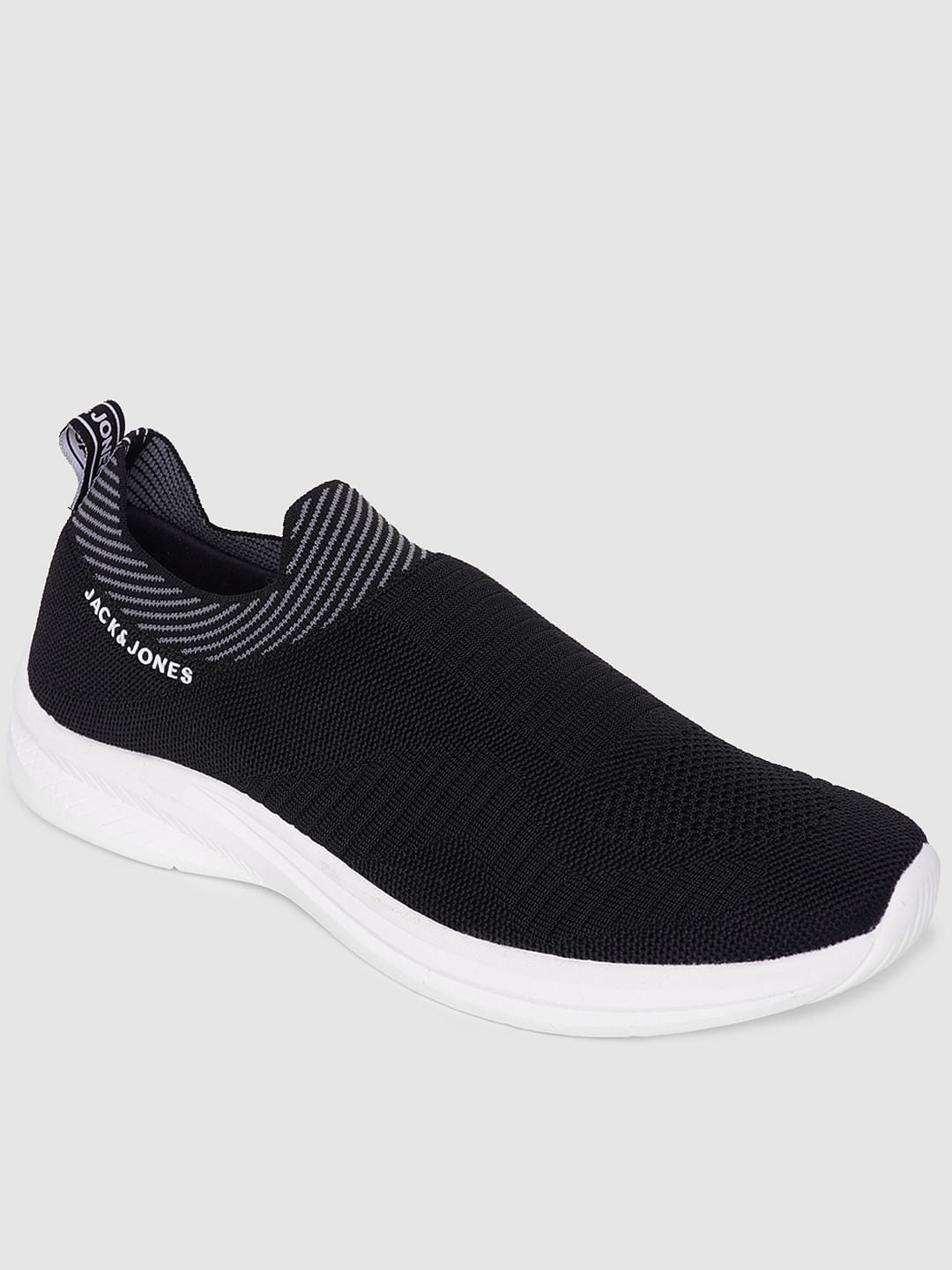 Black Logo Print Slip On Sneakers