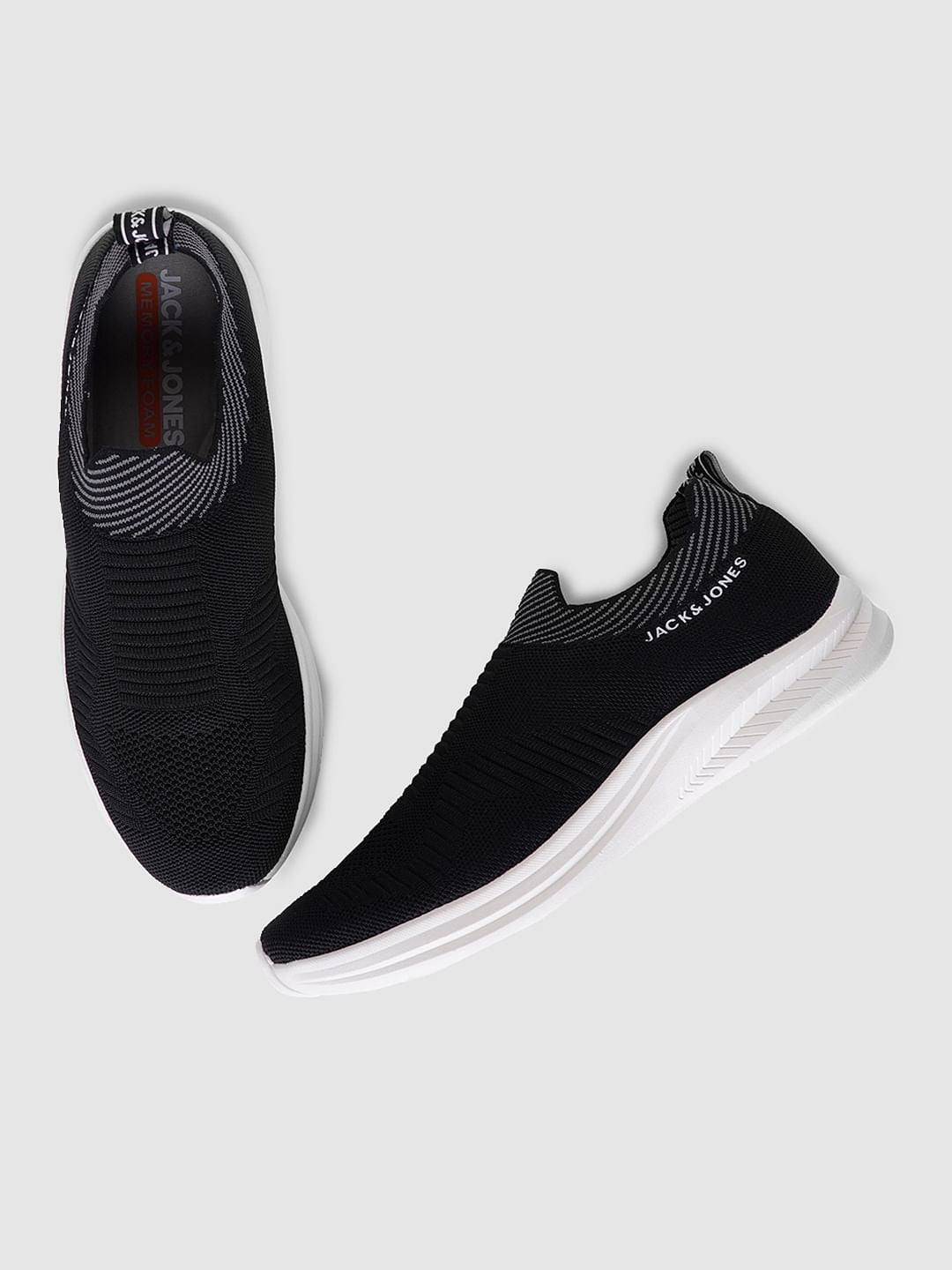 Black Logo Print Slip On Sneakers
