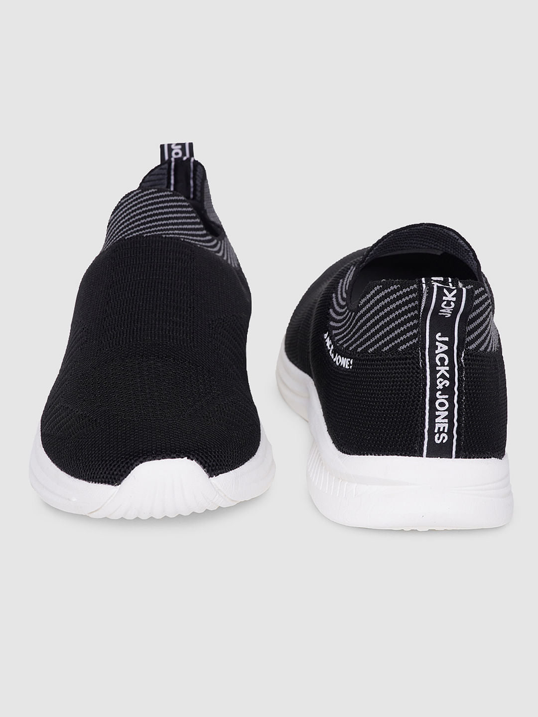 Black Logo Print Slip On Sneakers